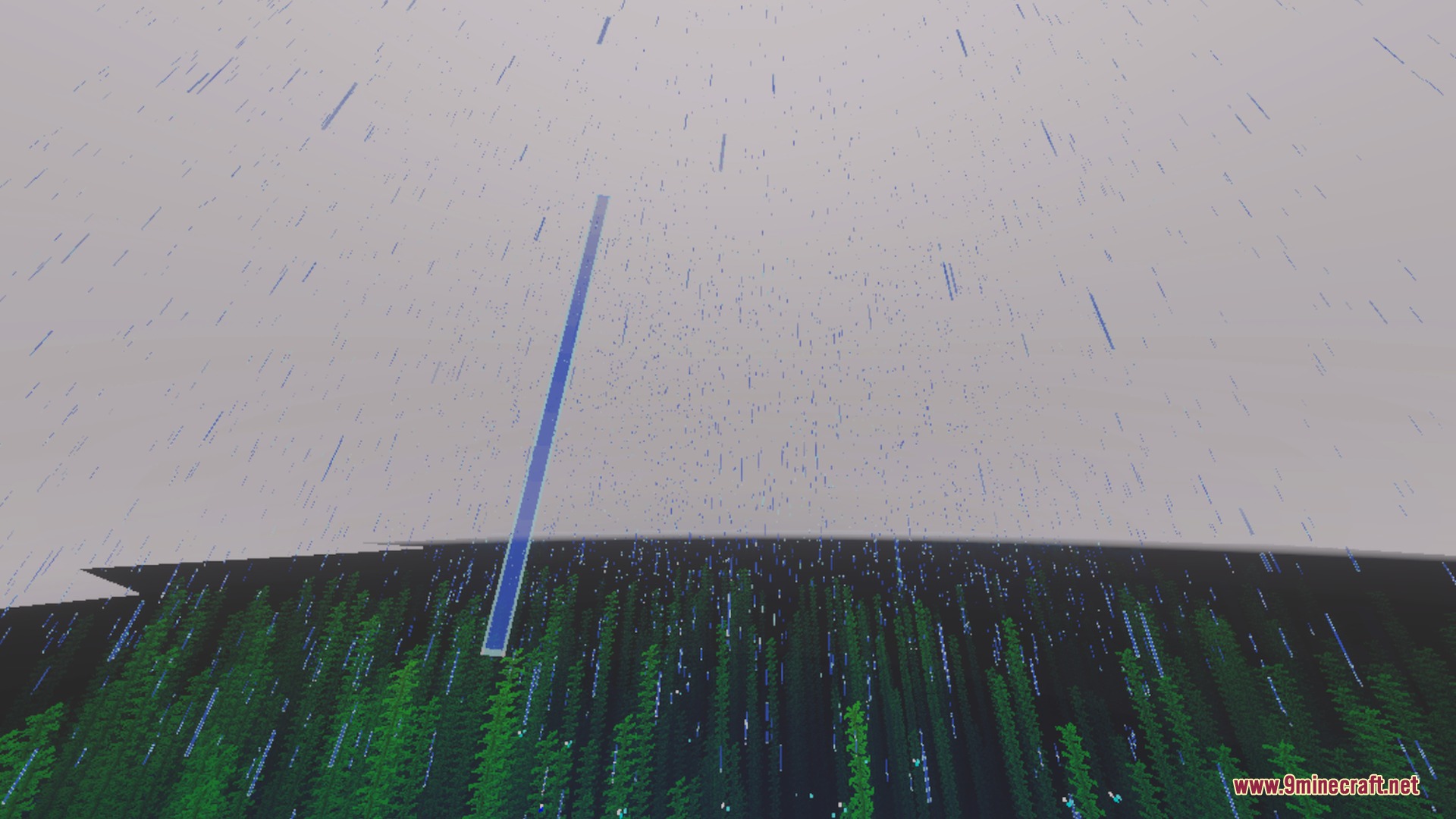 Fused's Birds Shader Screenshot 6 Rain falling over a dark Minecraft ocean filled with tall green kelp plants