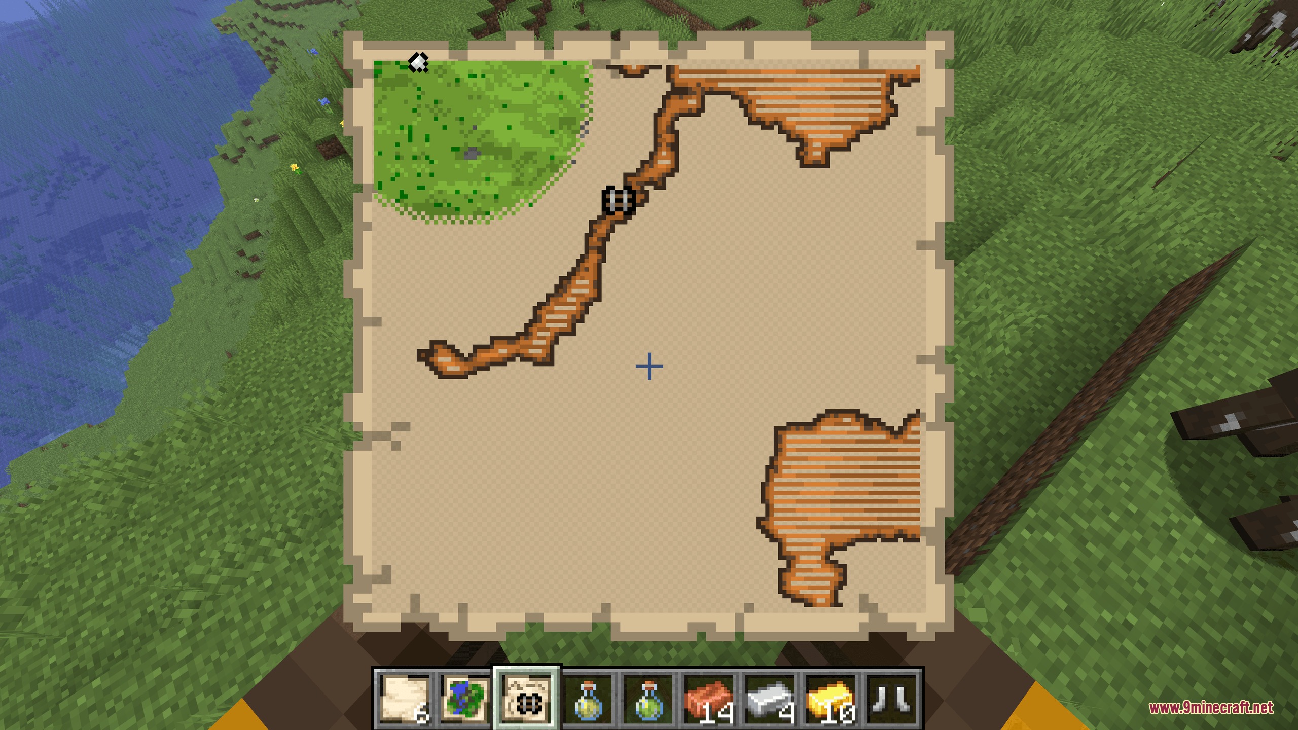 Future Legacy Tides Mod Screenshot 4 A player holds a map showing a trail in Future Legacy Tides