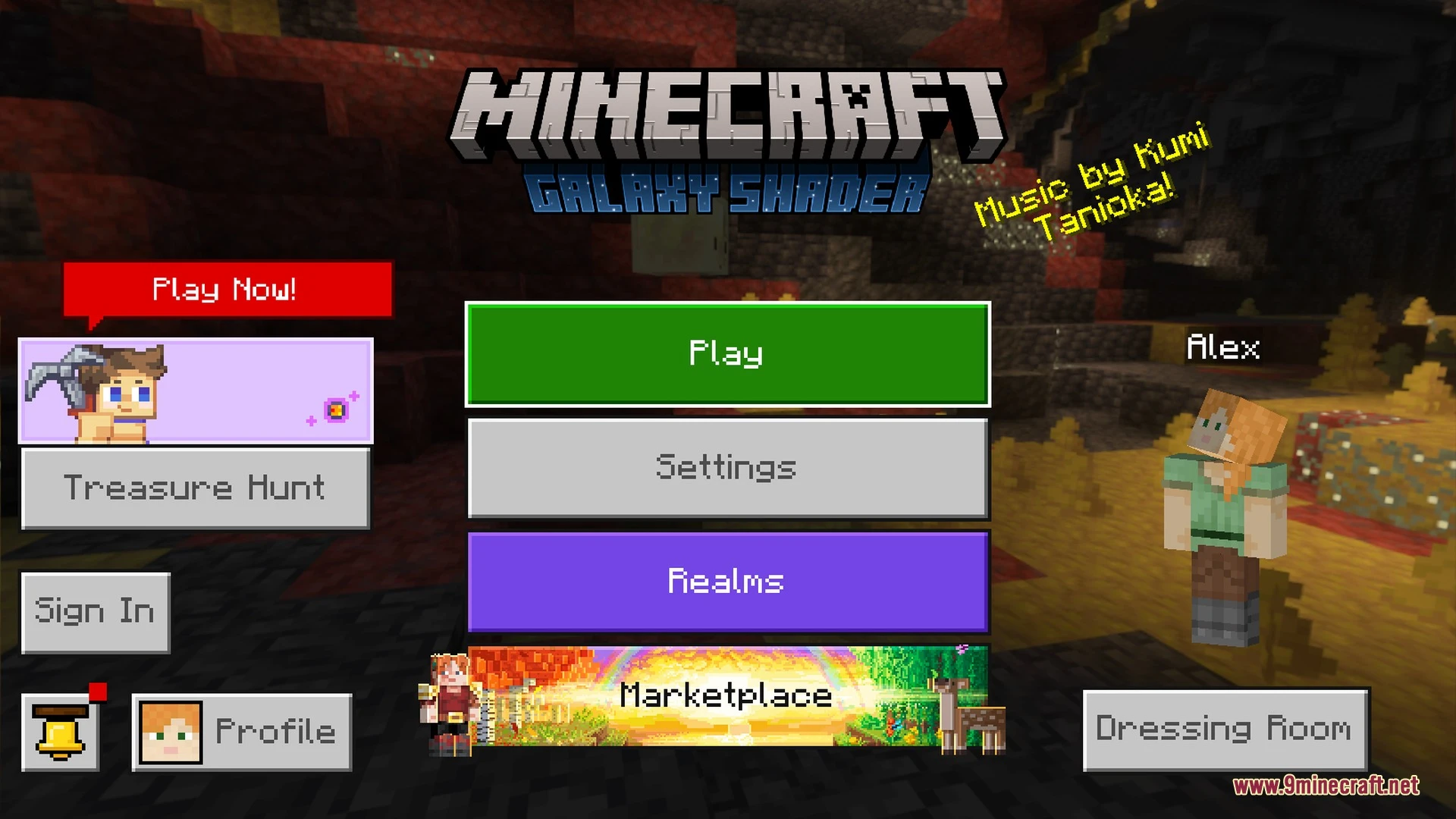 Galaxy Shader main menu showing the pack's own logo