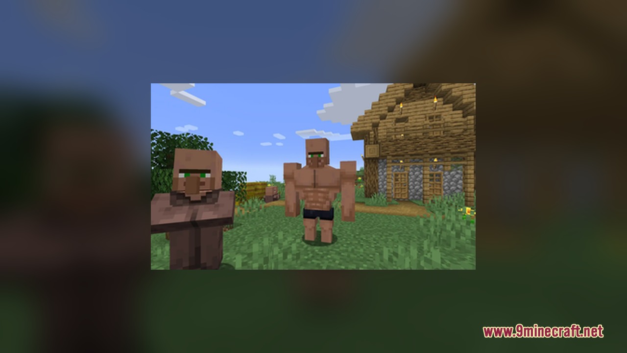 Muscular villager model standing next to a normal villager in game