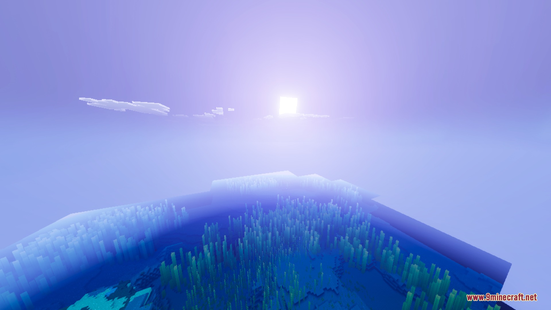 Glacier Visuals Shader Screenshot 2 Crystal clear blue water reveals seagrass and ocean floor details under bright sunlight