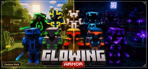 glowing armor sets in day and night biomes, various colors and patterns