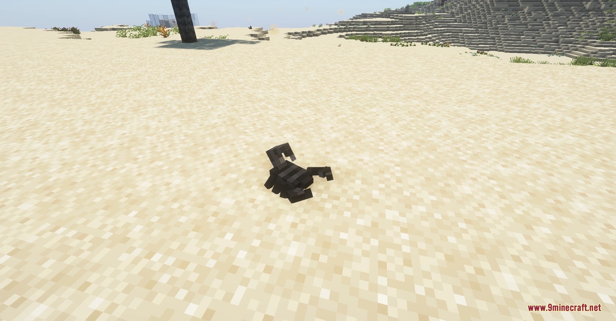 Golden Dune Purge Mod Screenshot 7 A small black scorpion mob crawling across the vast desert sand