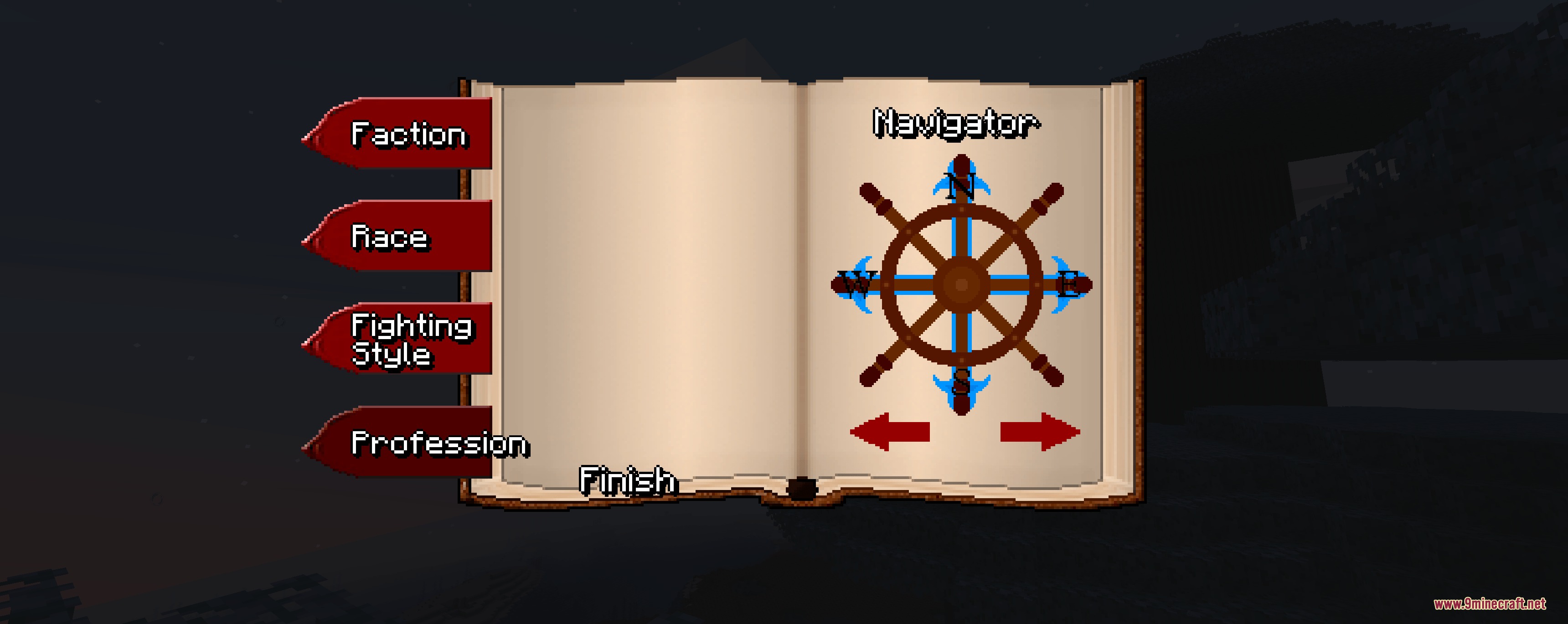 Grand Line Authenticity Mod Screenshot 1 Grand Line Authenticity character creation book showing the navigator profession selection screen
