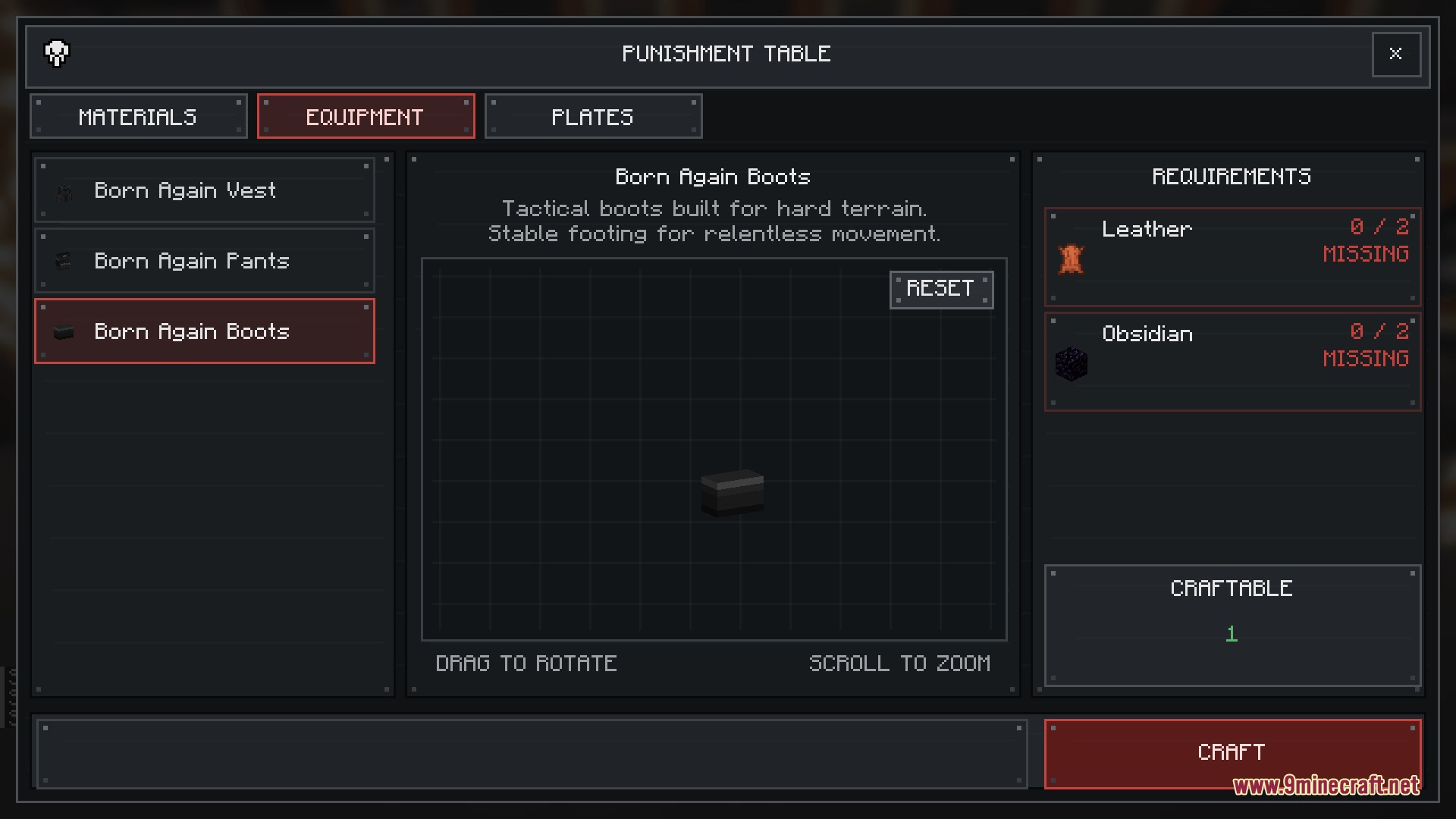 Hardline Ballistic Protocol Mod Screenshot 7 Crafting tactical Born Again Boots at the Punishment Table in Hardline Ballistic Protocol