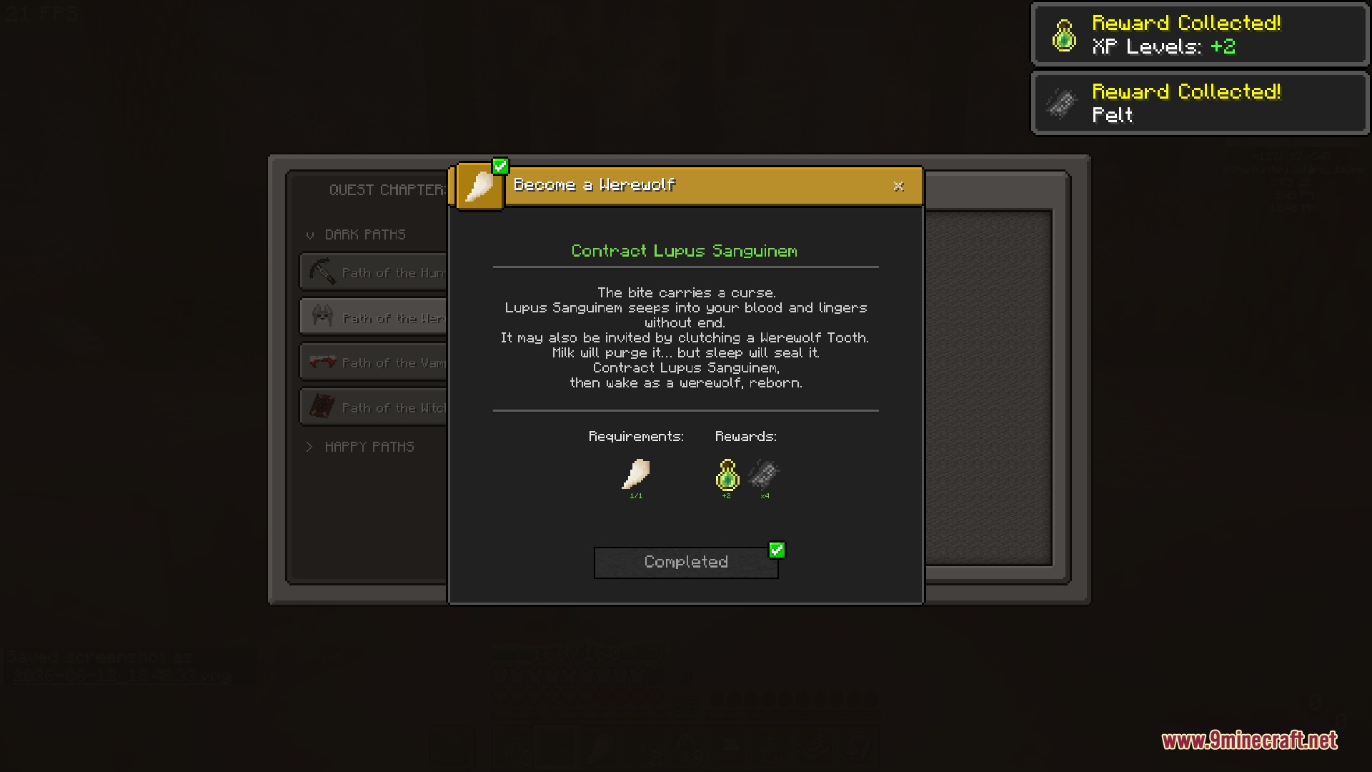 Heroic Ledger Visage Mod Screenshot 8 Completed quest screen showing collected rewards and a green status checkmark