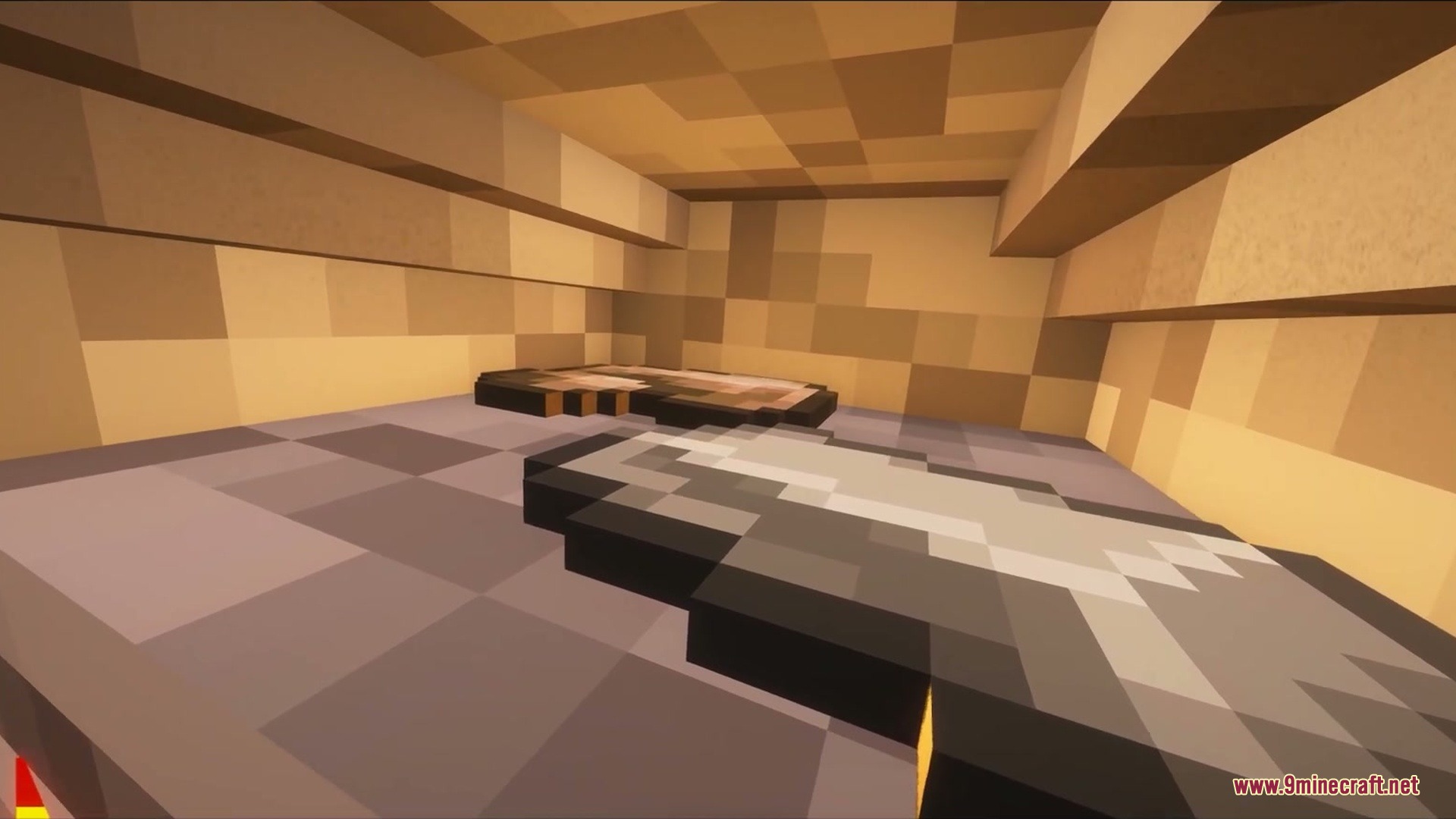 Raw food items sitting inside the hollow interior of a 3D furnace block