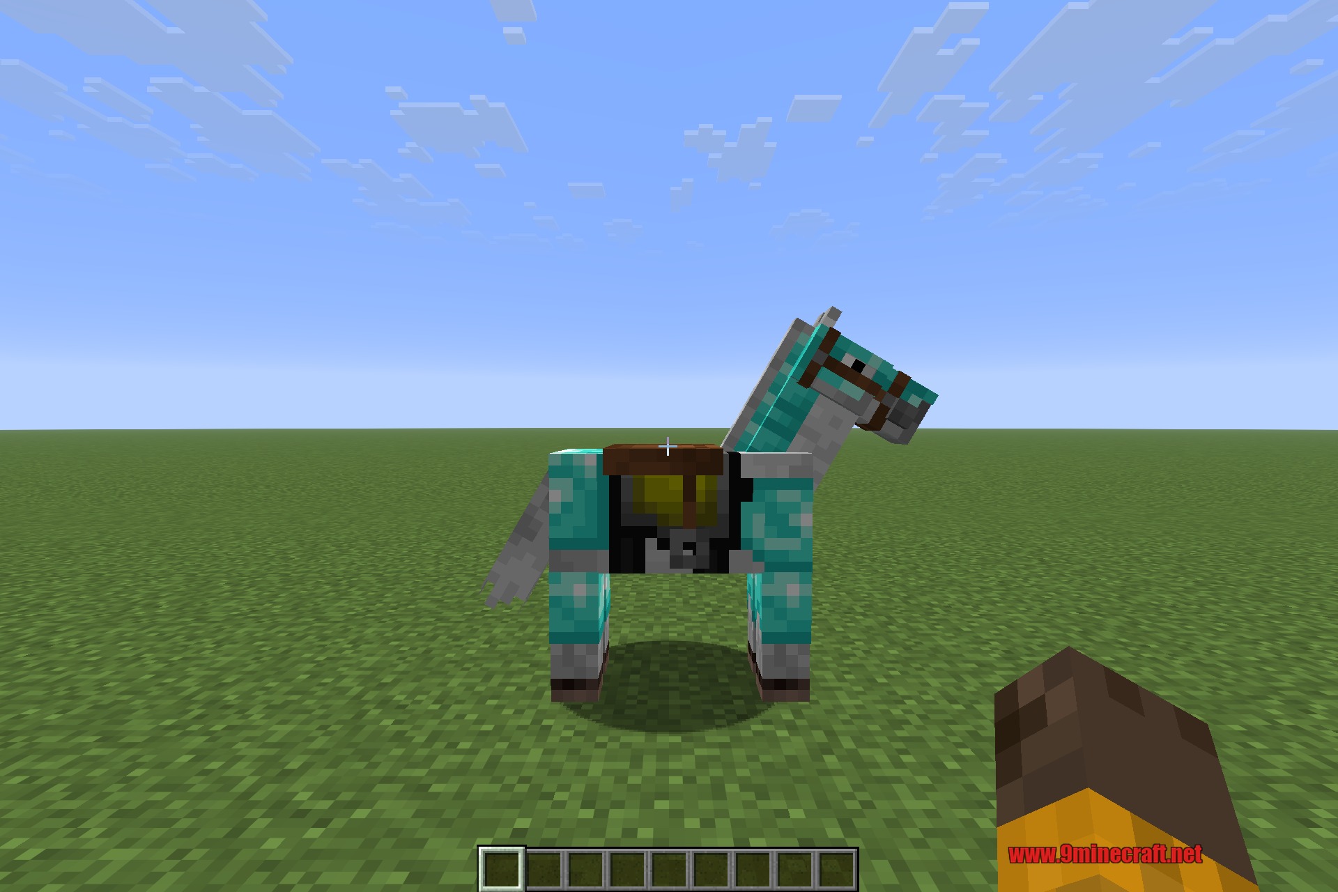 A horse in diamond armour, seen from the side