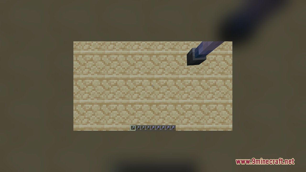 A mace being thrown through the air in a Minecraft world