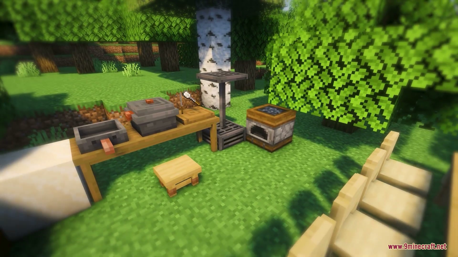 Identity Spectrum Choice Mod Screenshot 4 A cooking station with a stove and pots placed on a wooden table