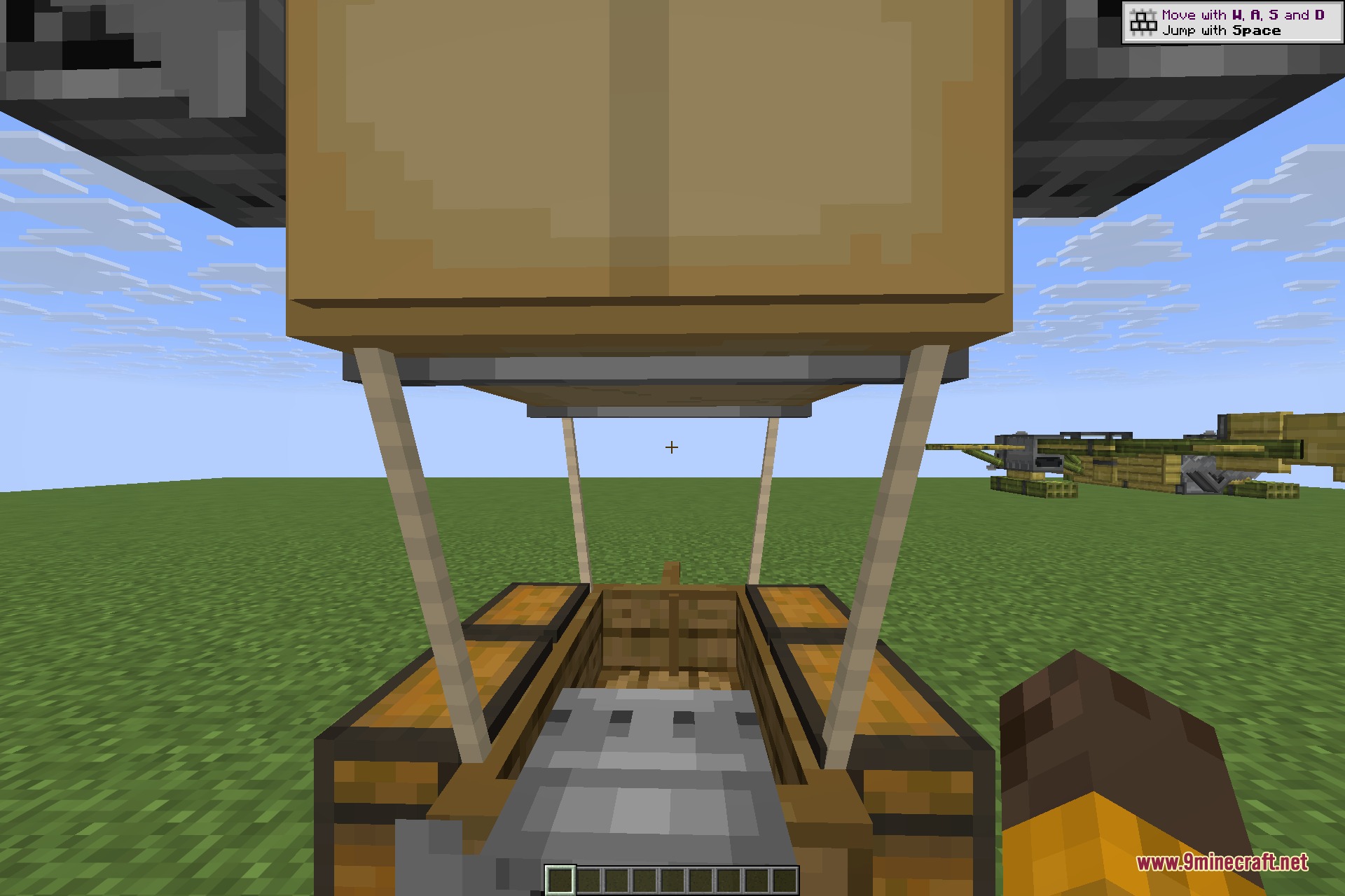 Immersive Aircraft 9minecraft Mod Screenshot 1 First person view from the cockpit of a cargo airship in Minecraft