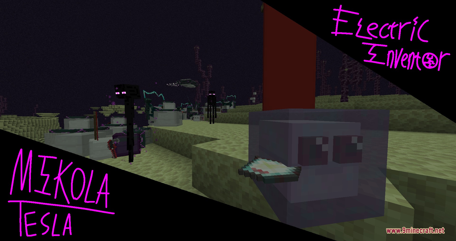 Imperial Resurgence Mod Screenshot 2 The Mikola Tesla electric inventor mob encountered within the dark End dimension biome
