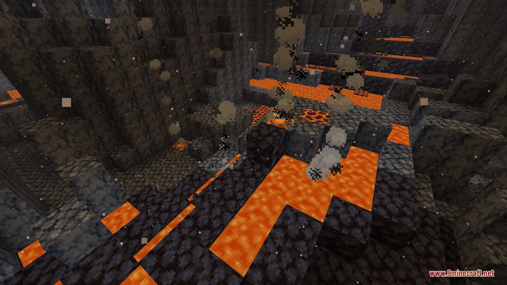 Infernal Curiosities Mod Screenshot 4 Smoldering magnetite blocks and lava pools found in the basalt delta biome