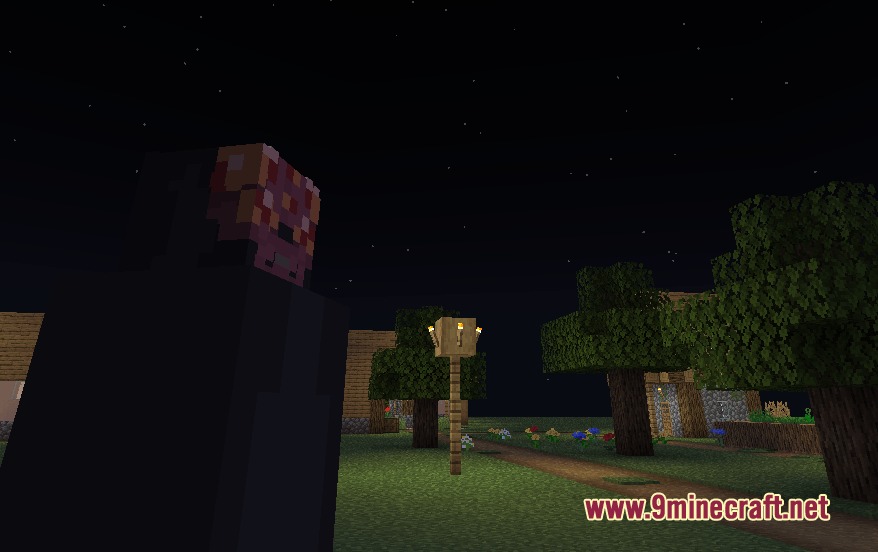 Innate Progression Mod Screenshot 4 A character with a Sukuna skin standing in a village during the night