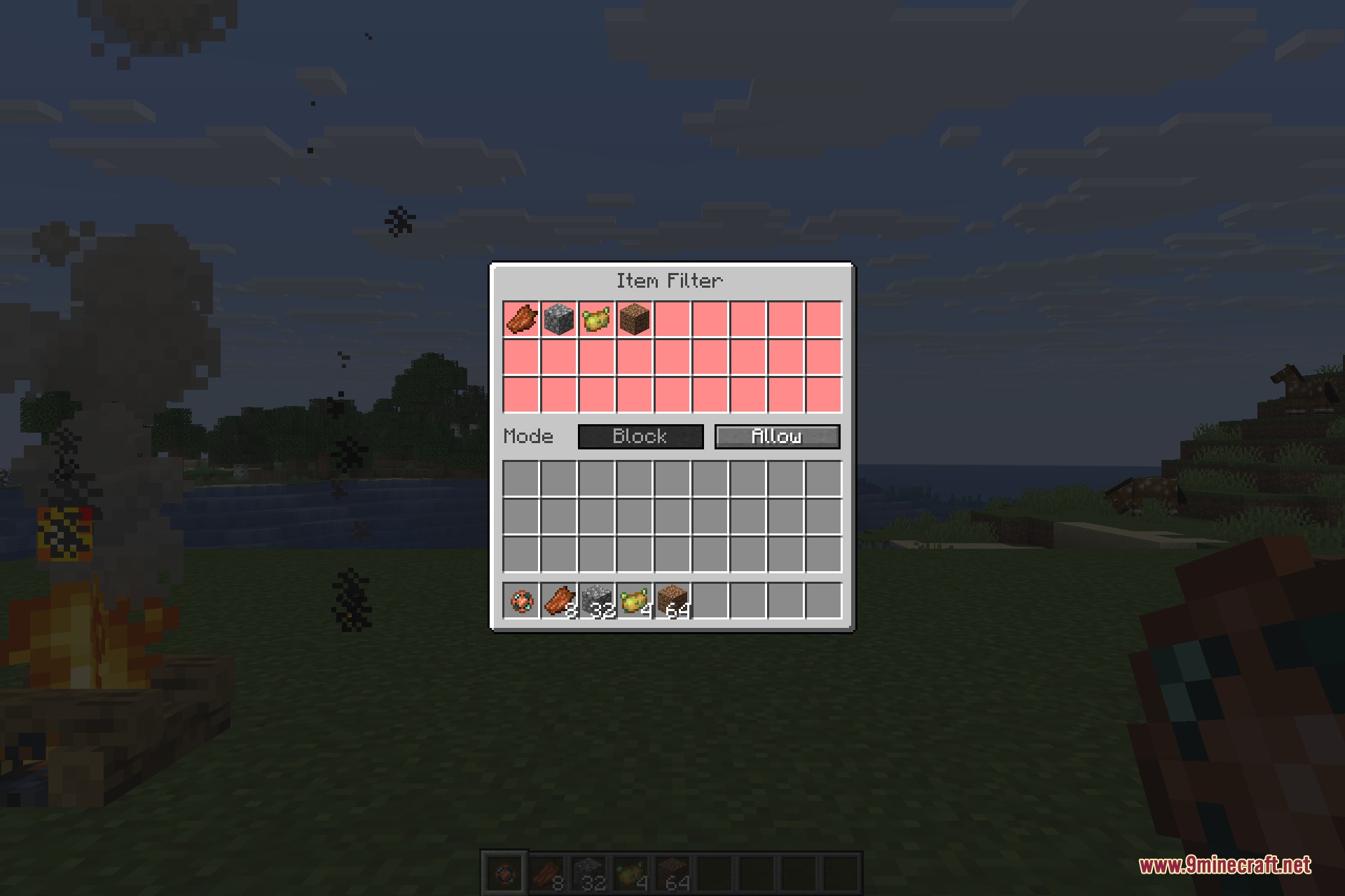 Interactic 9minecraft Mod Screenshot 7 Das Item Filter Menü mit vier ignorierten Items