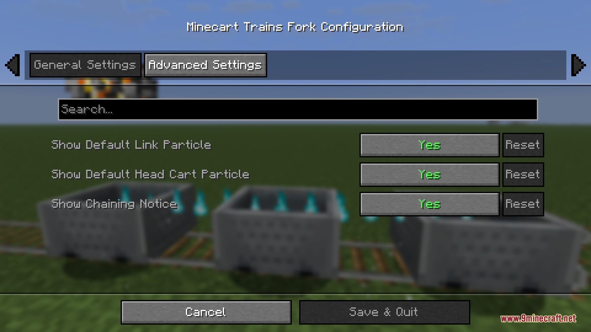 Ironbound Linkage Mod Screenshot 5 Configuration menu for Ironbound Linkage Mod showing general settings for minecart trains