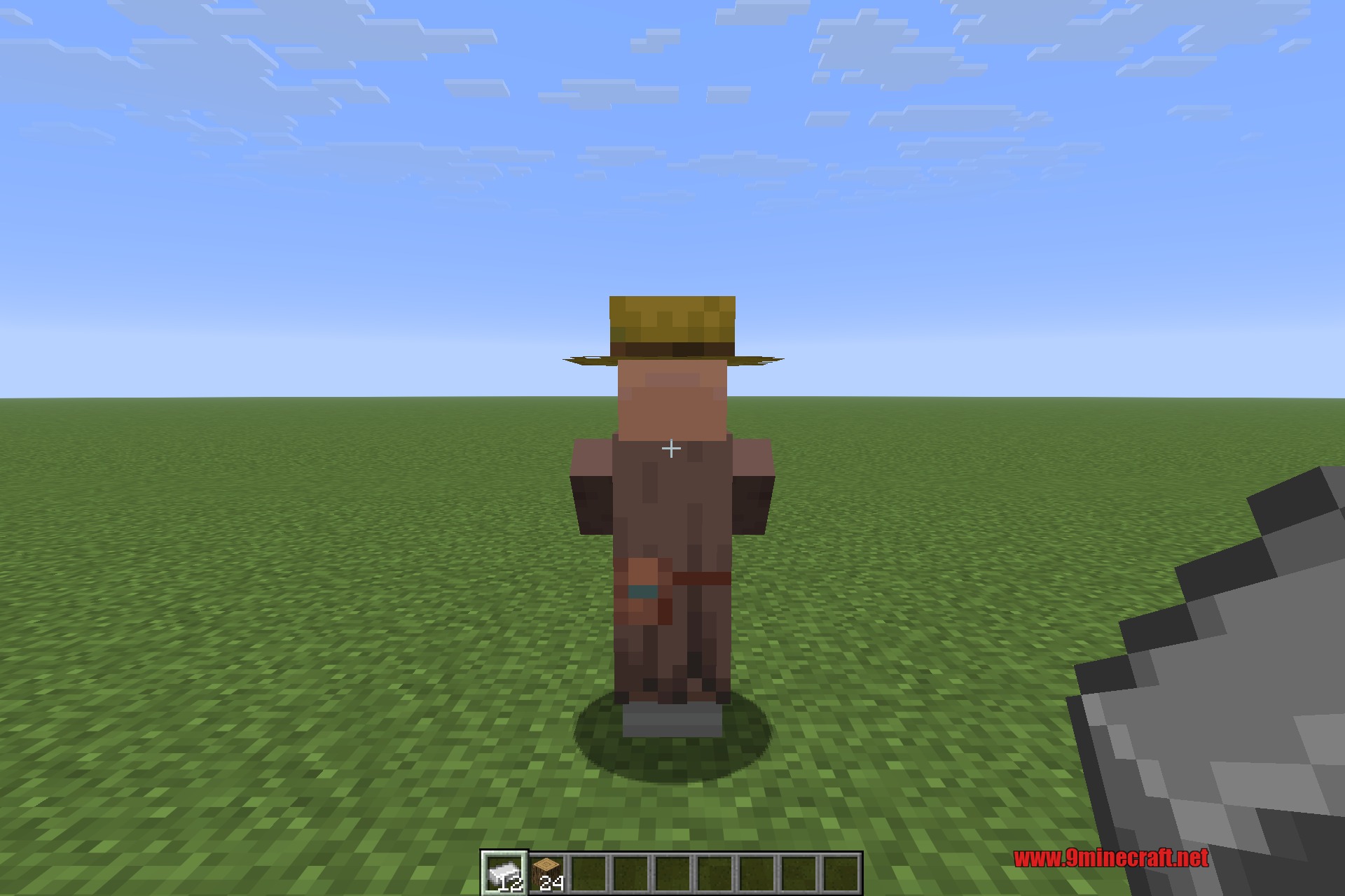 A villager whose trades no longer offer blacklisted goods