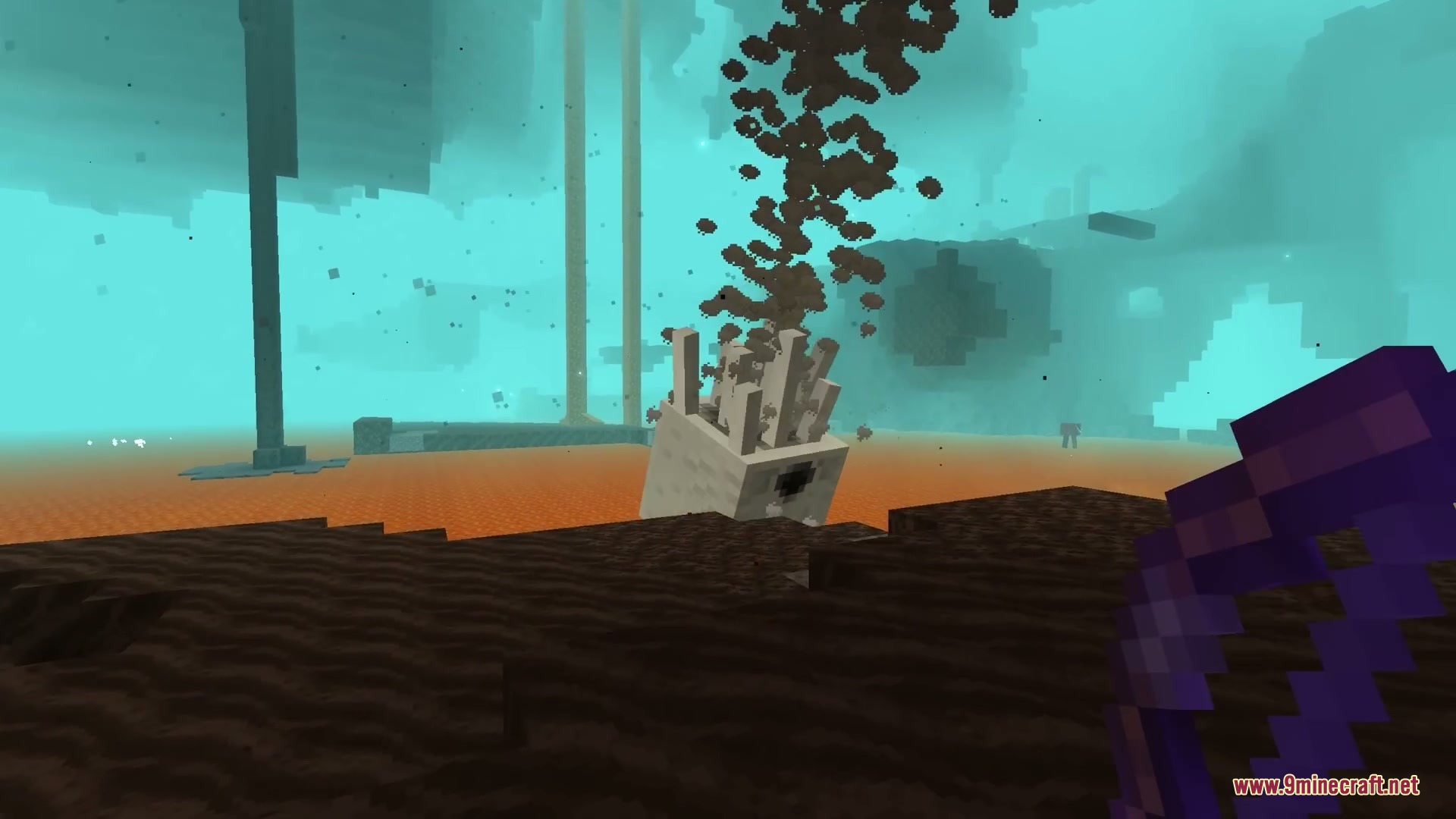Jolly Fireball Failure Mod Screenshot 13 A defeated Ghast tilts and tumbles toward the ground in the Nether