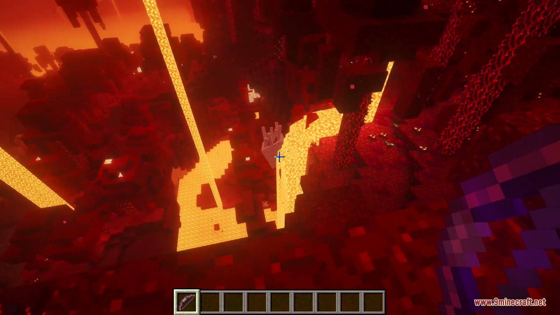 Jolly Fireball Failure Mod Screenshot 7 A defeated Ghast tumbling through the air above a lava lake in the Nether