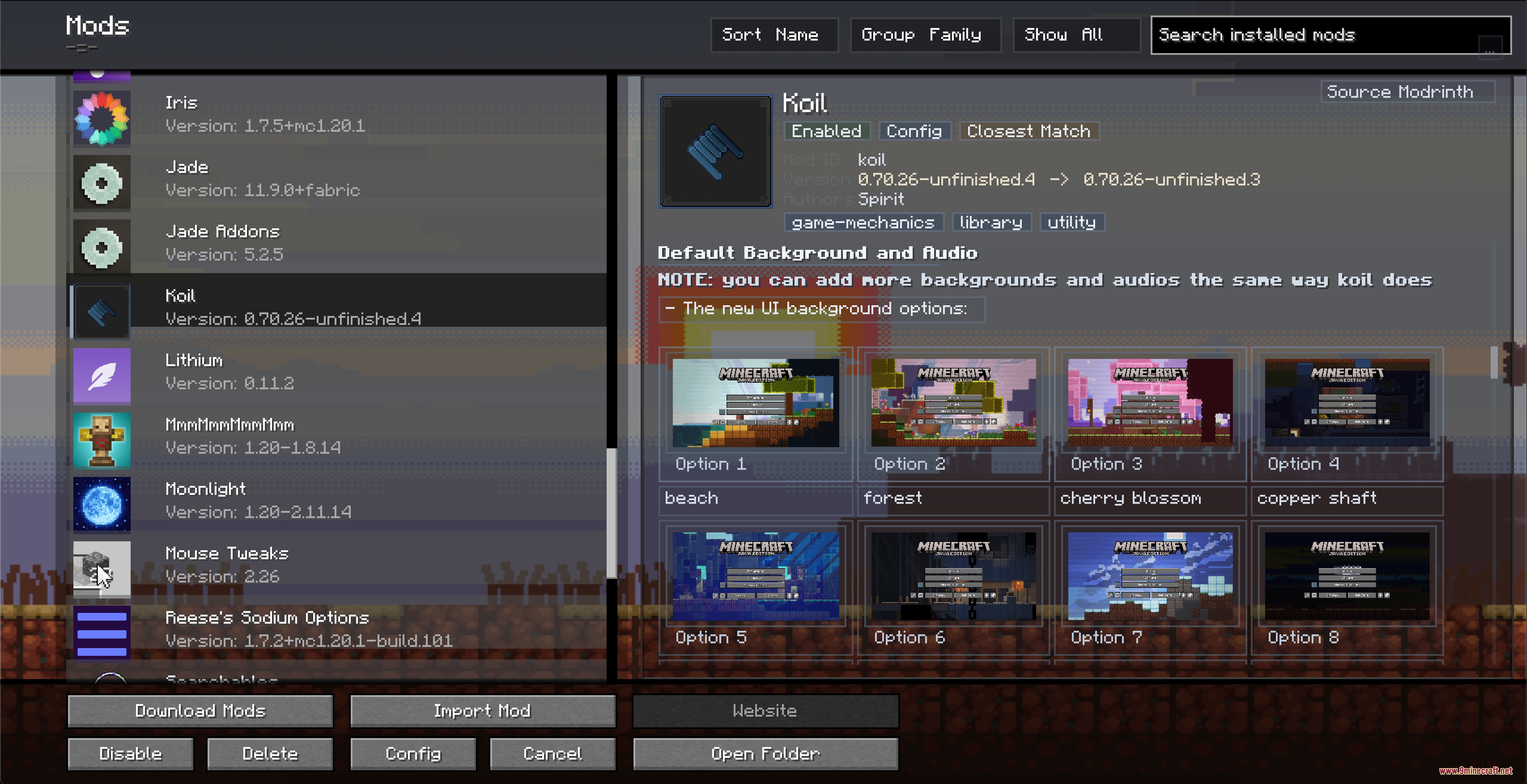 Kernel Logic Junction Mod Screenshot 3 The mod menu interface displaying various background options for the game UI