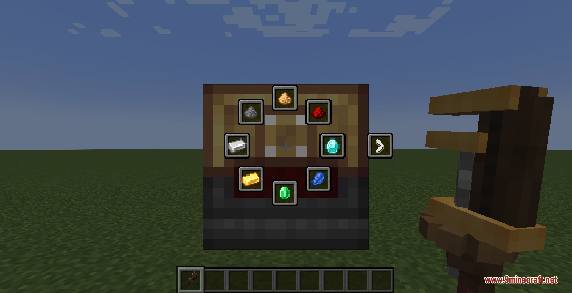 Kinetic Fine Tuning Mod Screenshot 3 Player holding a wrench to select items from a circular filter box menu