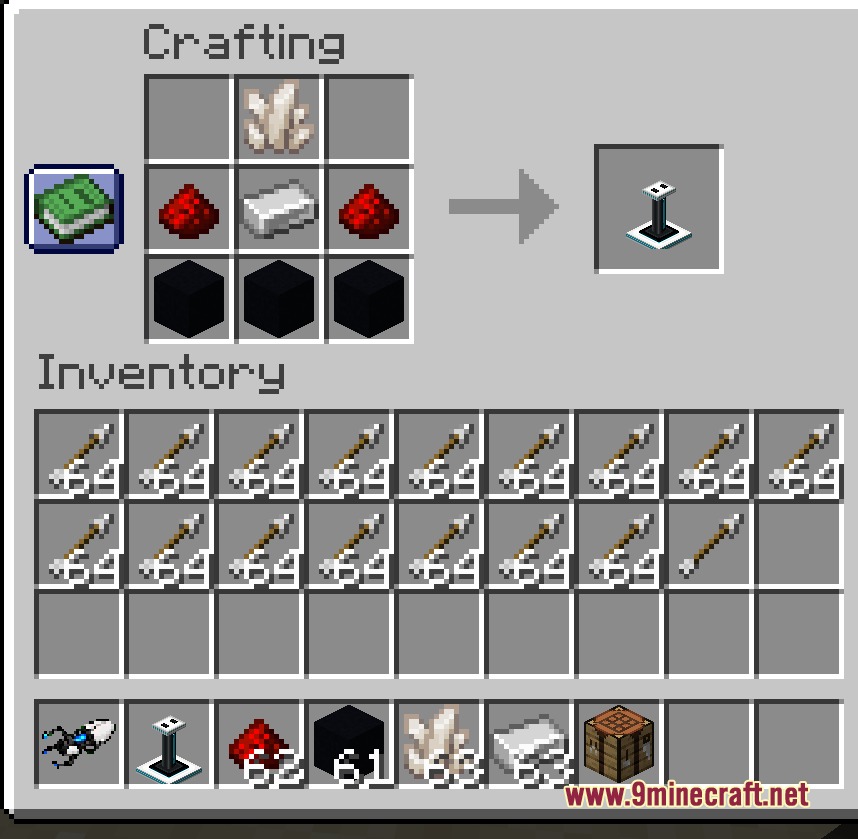Kinetic Warp Gate Mod Screenshot 2 Crafting recipe for a pedestal from the Kinetic Warp Gate Mod