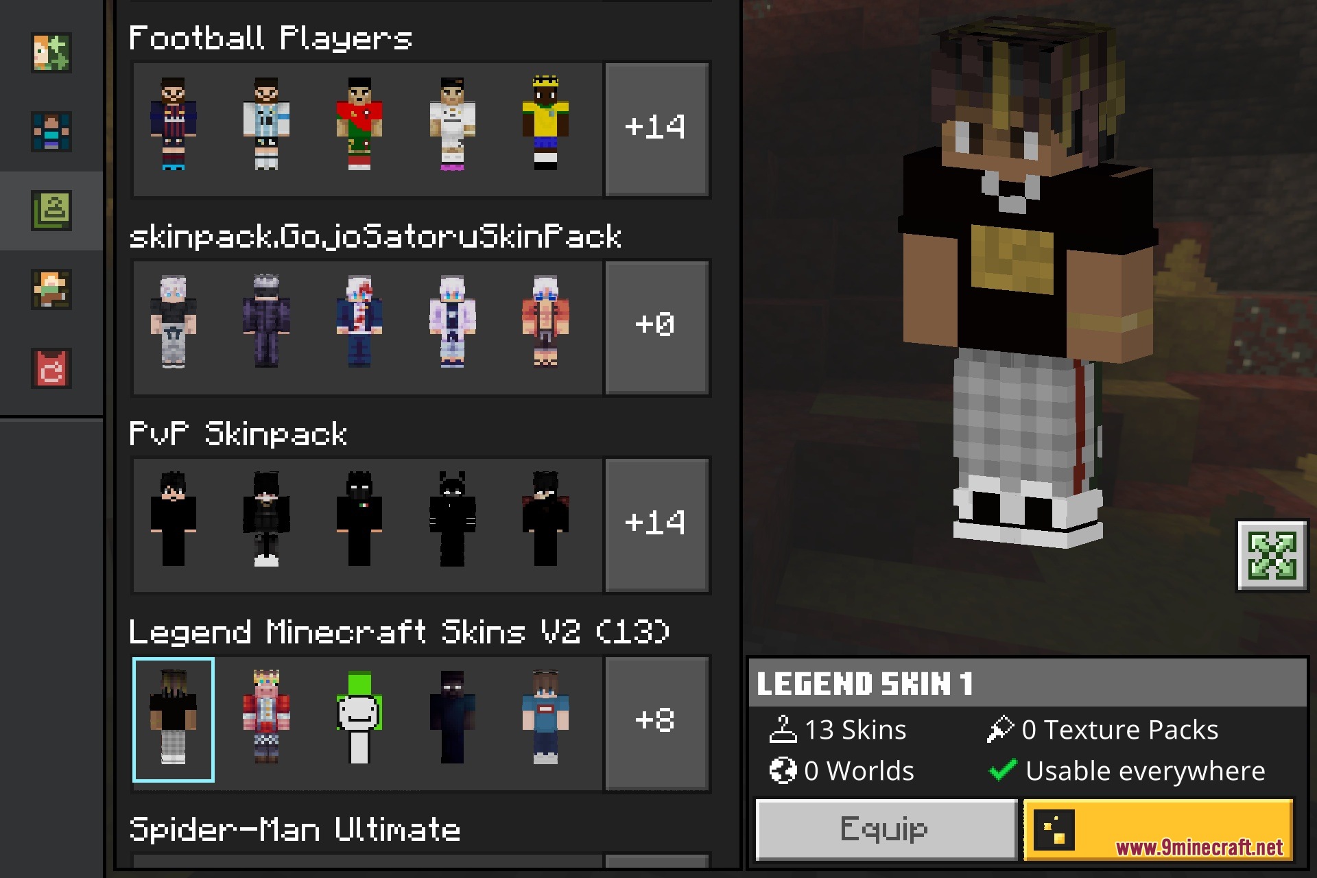 Legend Minecraft Skins Skin Pack Screenshot 1 Legend Minecraft Skins Skin Pack Screenshot 1