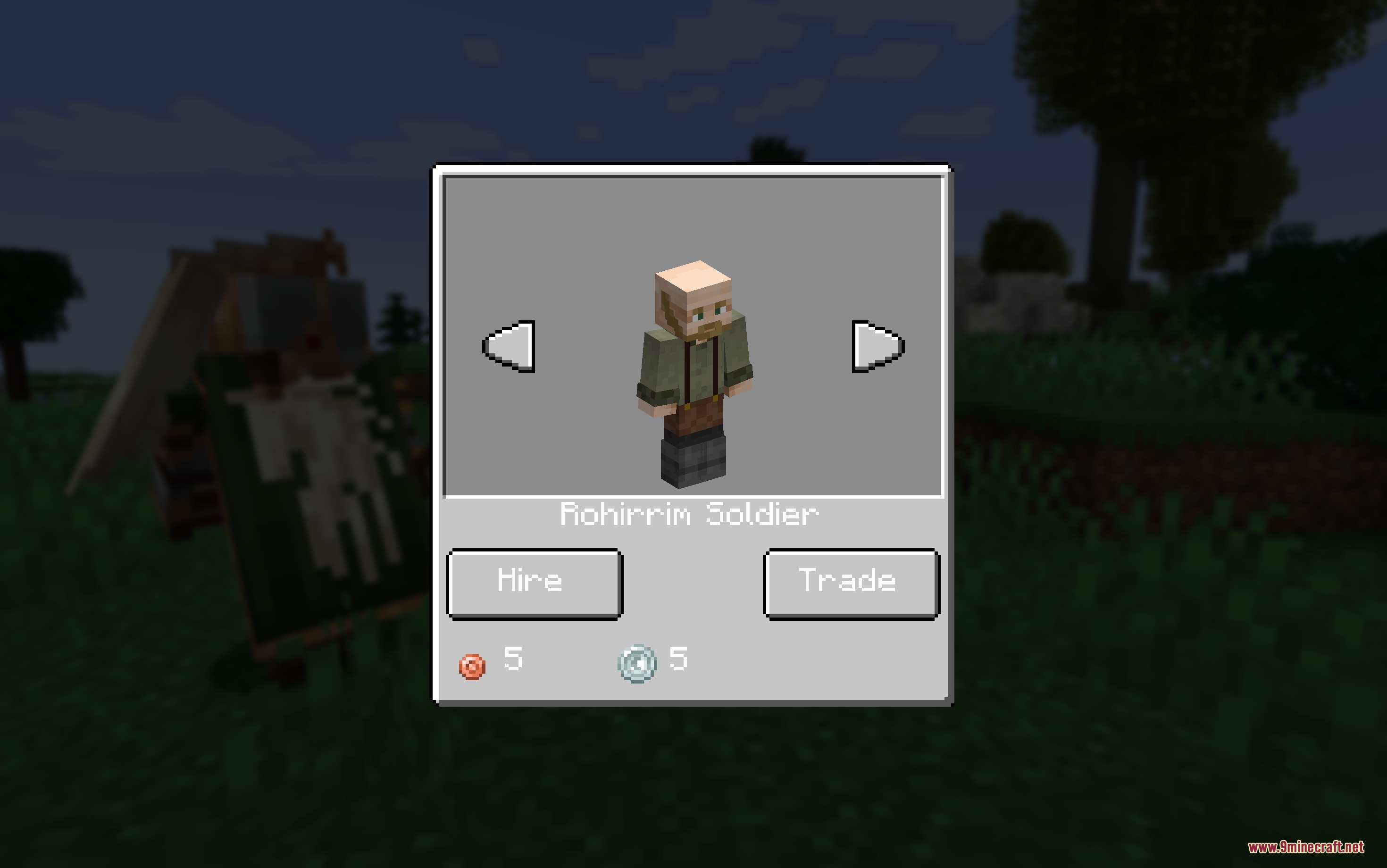 Hiring screen for a Rohirrim Soldier in the Legion of the Rings Mod
