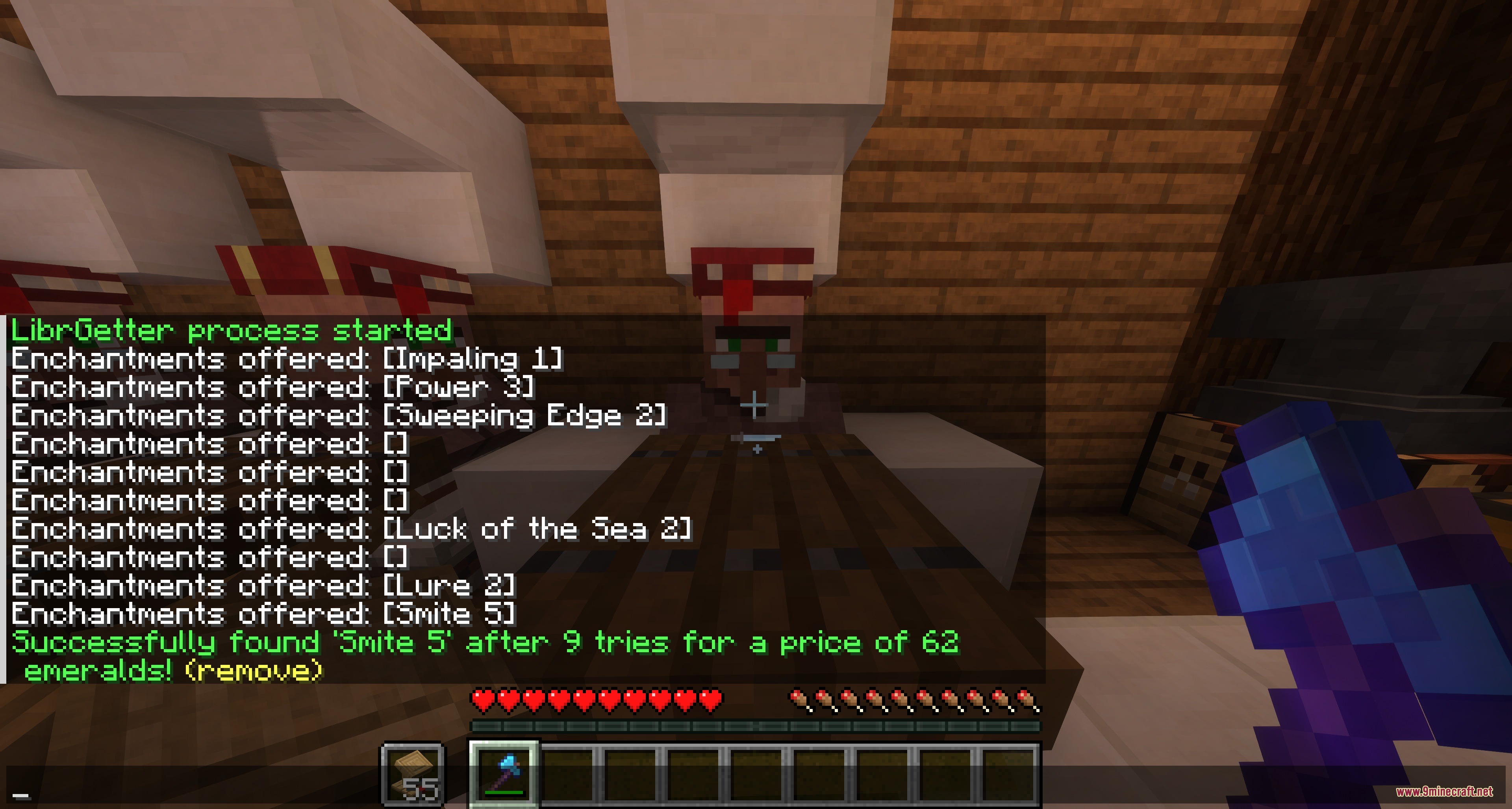 Lexicon Logic Engine Mod Screenshot 4 Chat logs showing a successful search for a Smite enchanted book