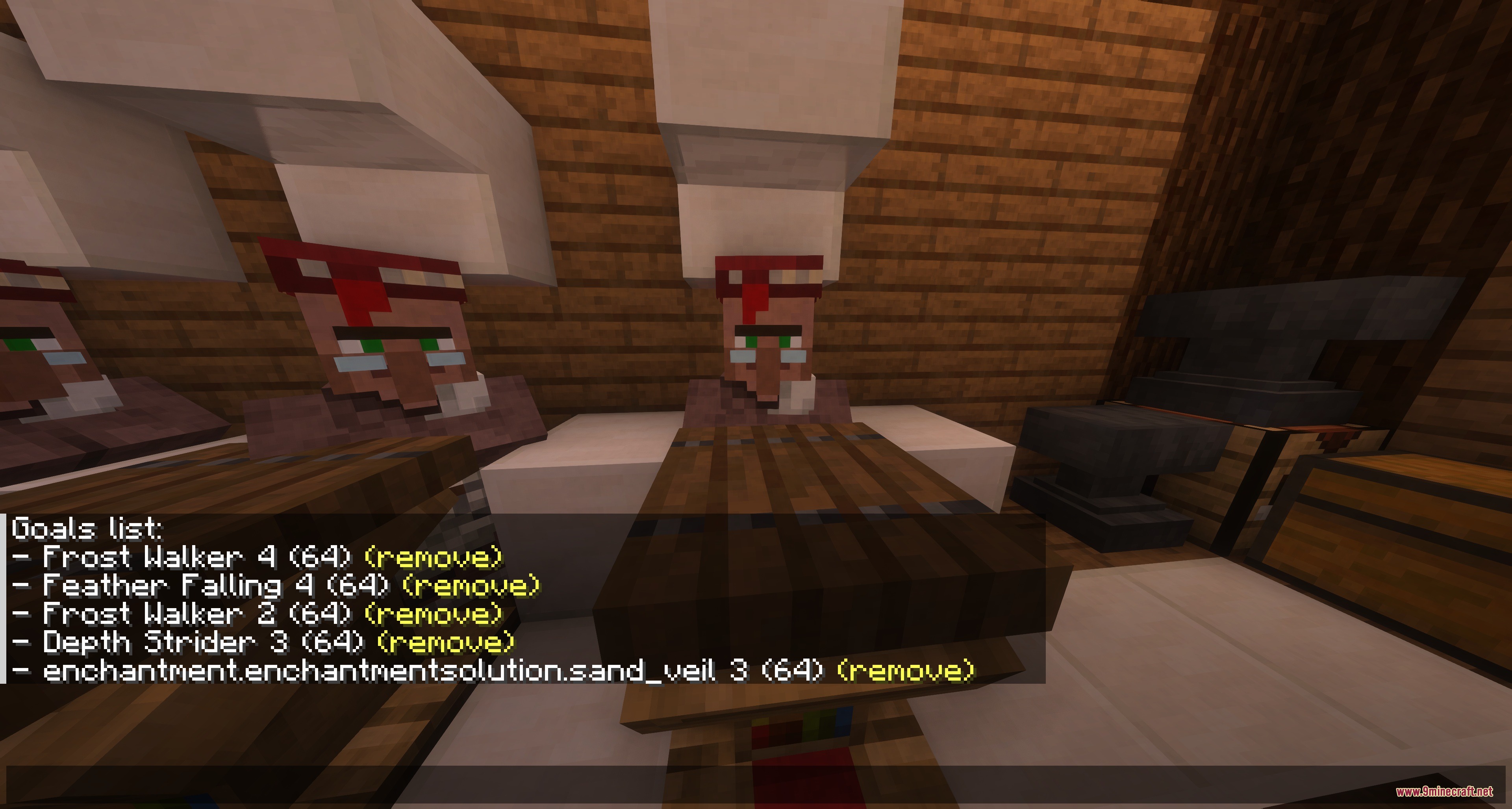 Lexicon Logic Engine Mod Screenshot 5 A list of target enchantments displayed for librarian villagers in a trading hall