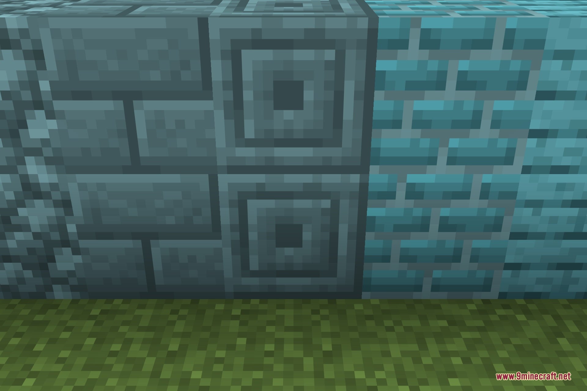 A close-up of the restyled stone and brick blocks