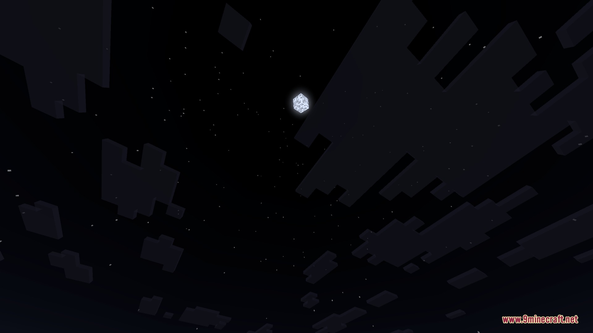 The LunarX 3D moon glows in the night sky above blocky clouds