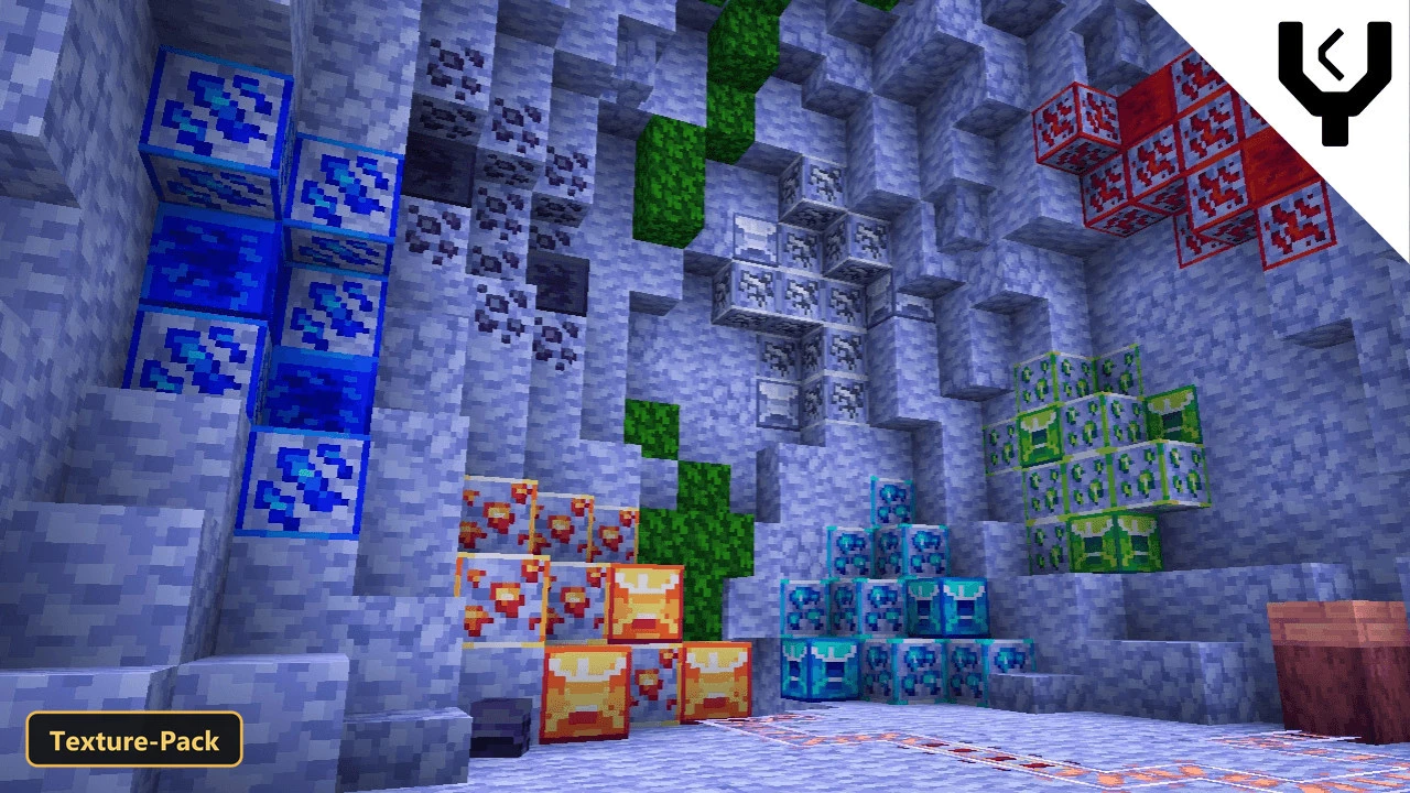 cave interior with various ore blocks and stone textures