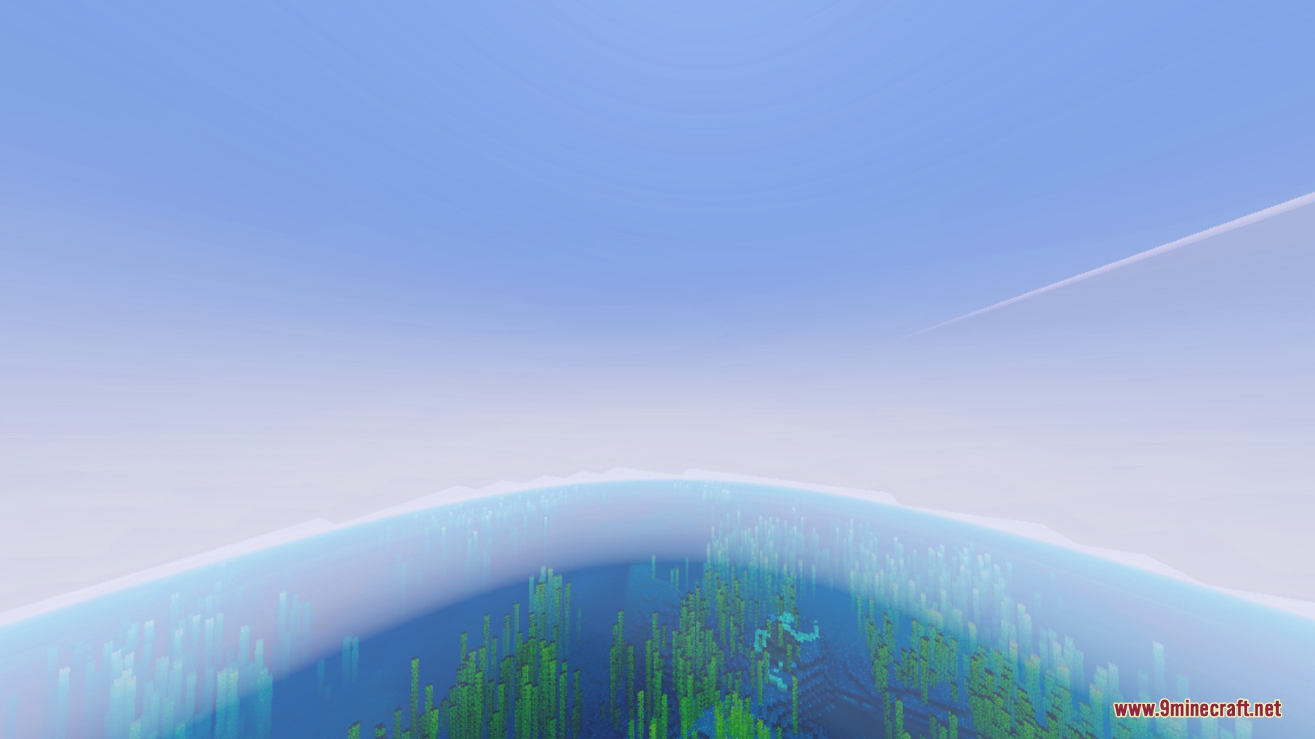 Vibrant green kelp grows under clear blue water with realistic lighting effects