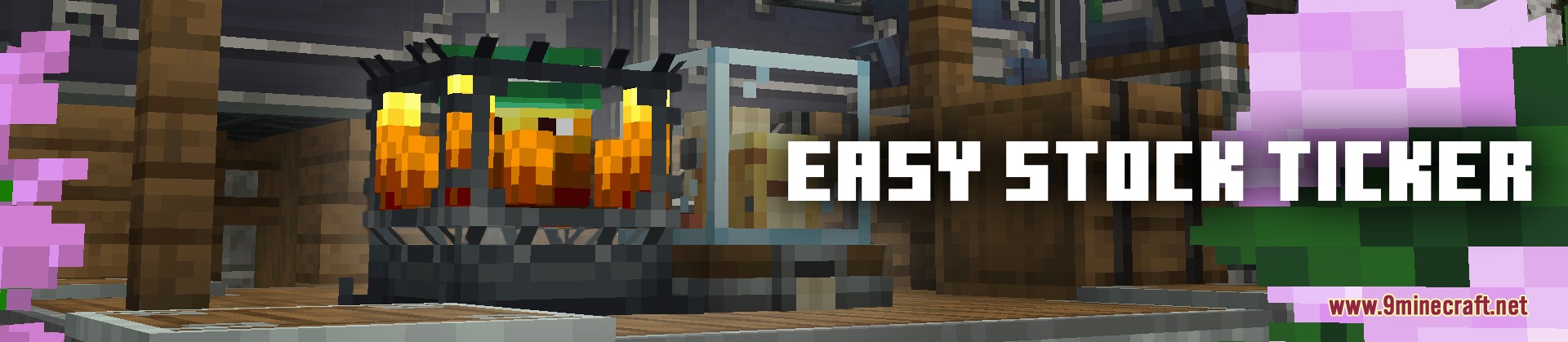 Close up view of the Easy Stock Ticker blocks in Minecraft