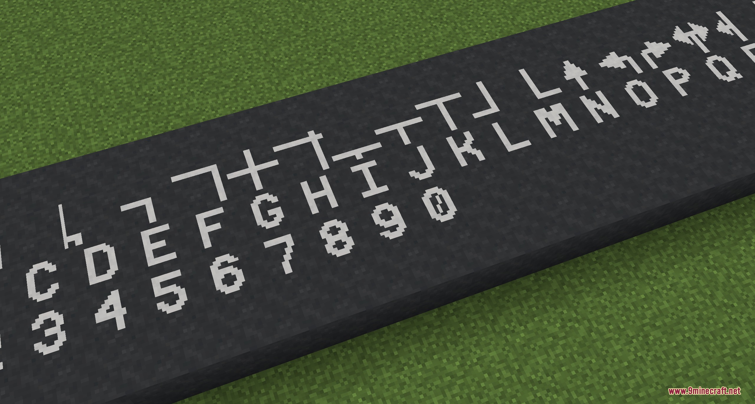 Metropolis Material Grid Mod Screenshot 2 Painted asphalt blocks showing a variety of white letters, numbers, and symbols