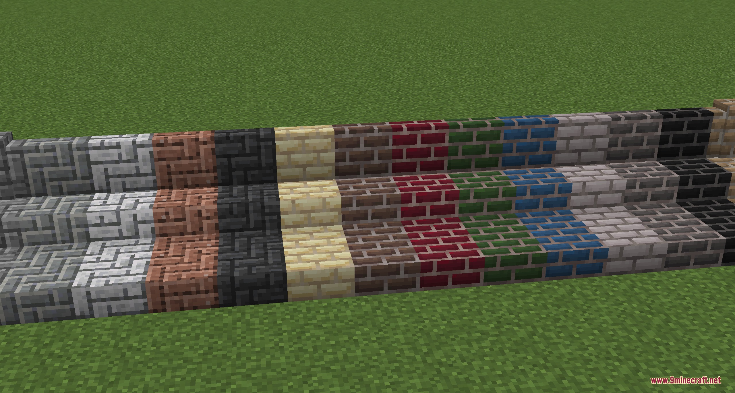 Metropolis Material Grid Mod Screenshot 3 Colorful brick blocks and stairs from the Metropolis Material Grid Mod
