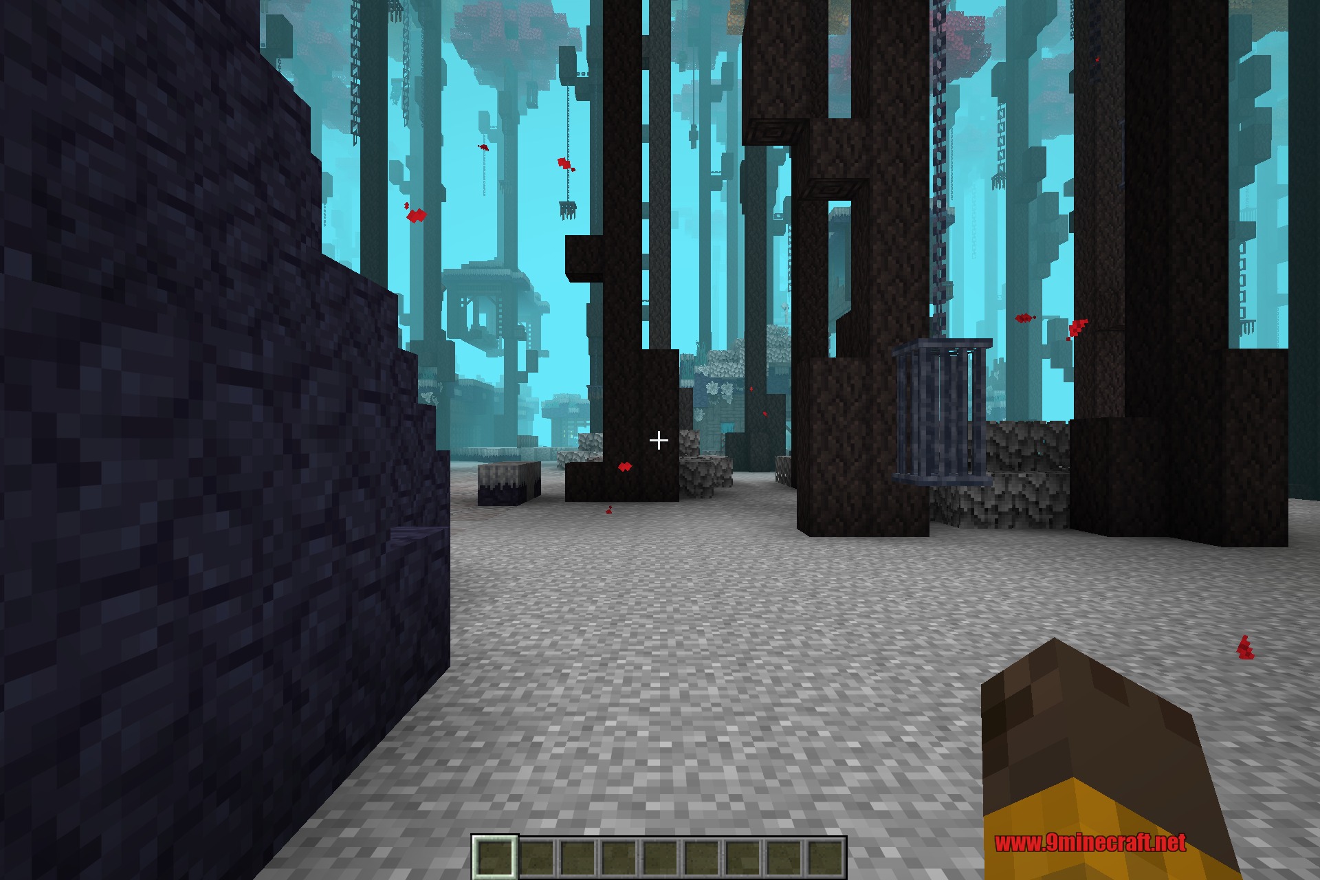 The Promenade of the Damned, seen from the ground between its stone pillars