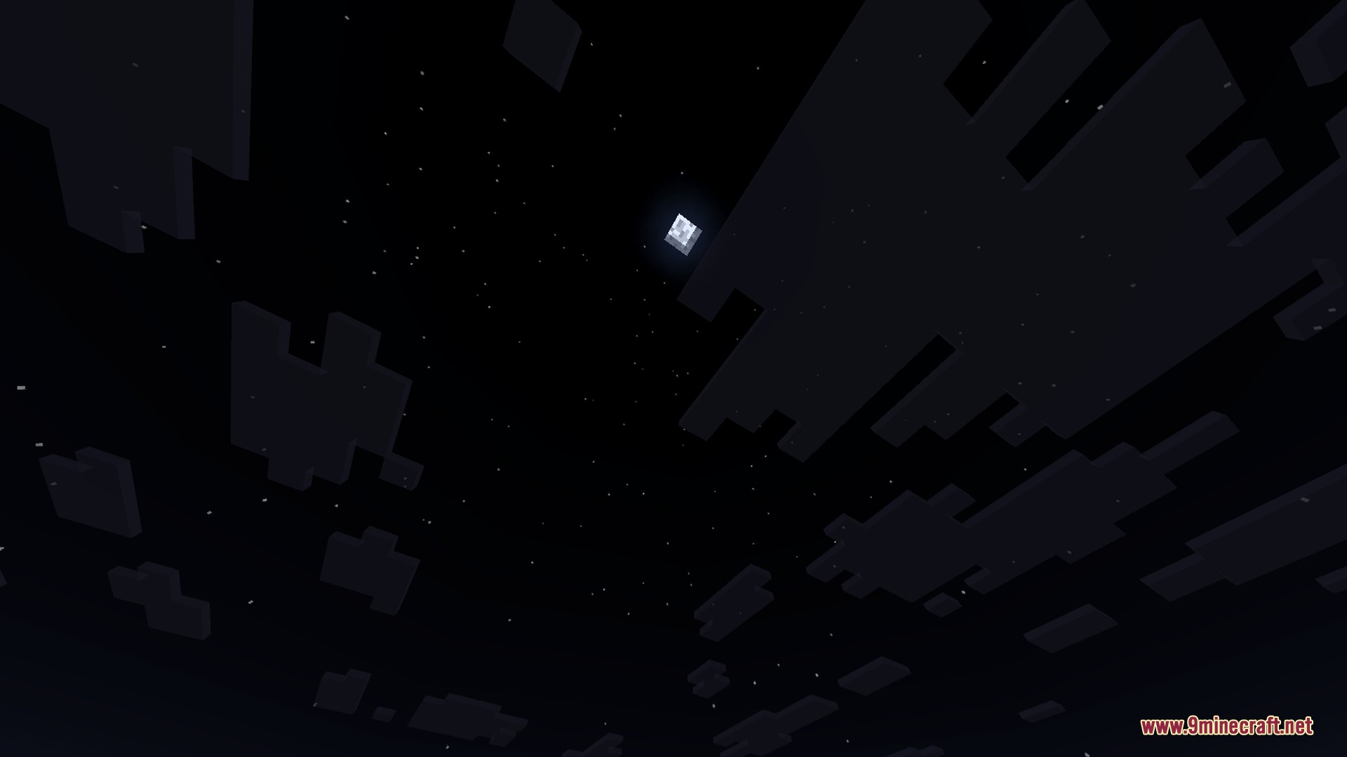 Minecraft Japanese Tools Shader Screenshot 5 The square moon shines brightly in the dark starry night sky of Minecraft