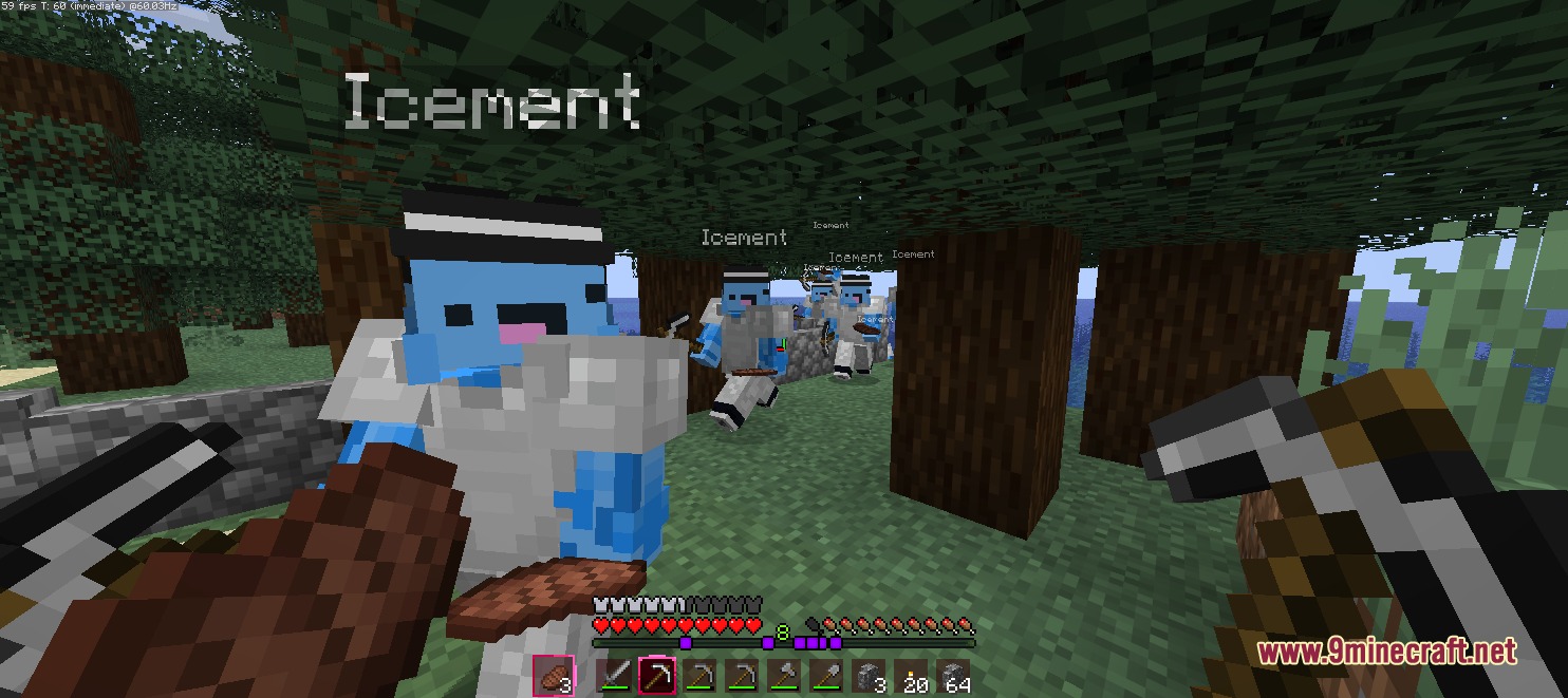 Mirror Shadow Echo Mod Screenshot 2 Multiple blue shadow clones from Mirror Shadow Echo Mod following a player
