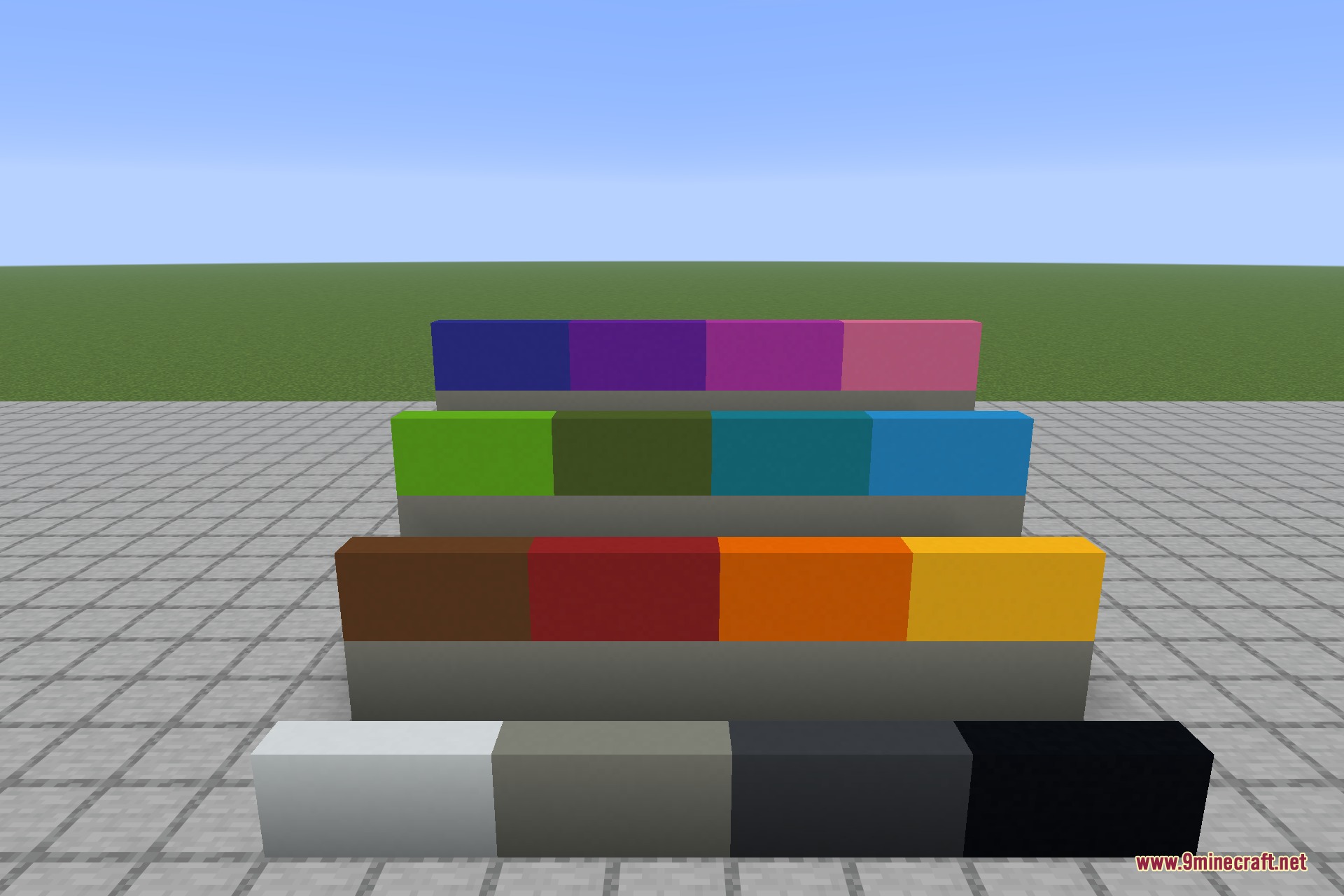 Concrete stairs in every colour set out on a display terrace