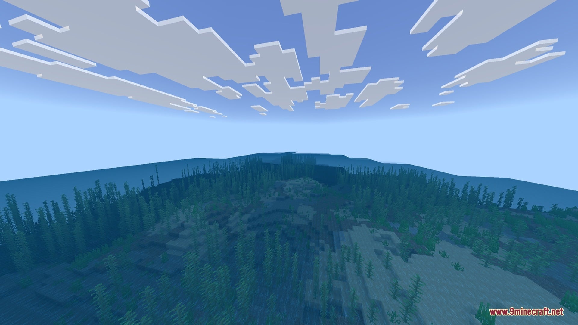 Mobile Ores Fps + Shader Screenshot 5 An underwater view of a vast ocean filled with green kelp and seagrass