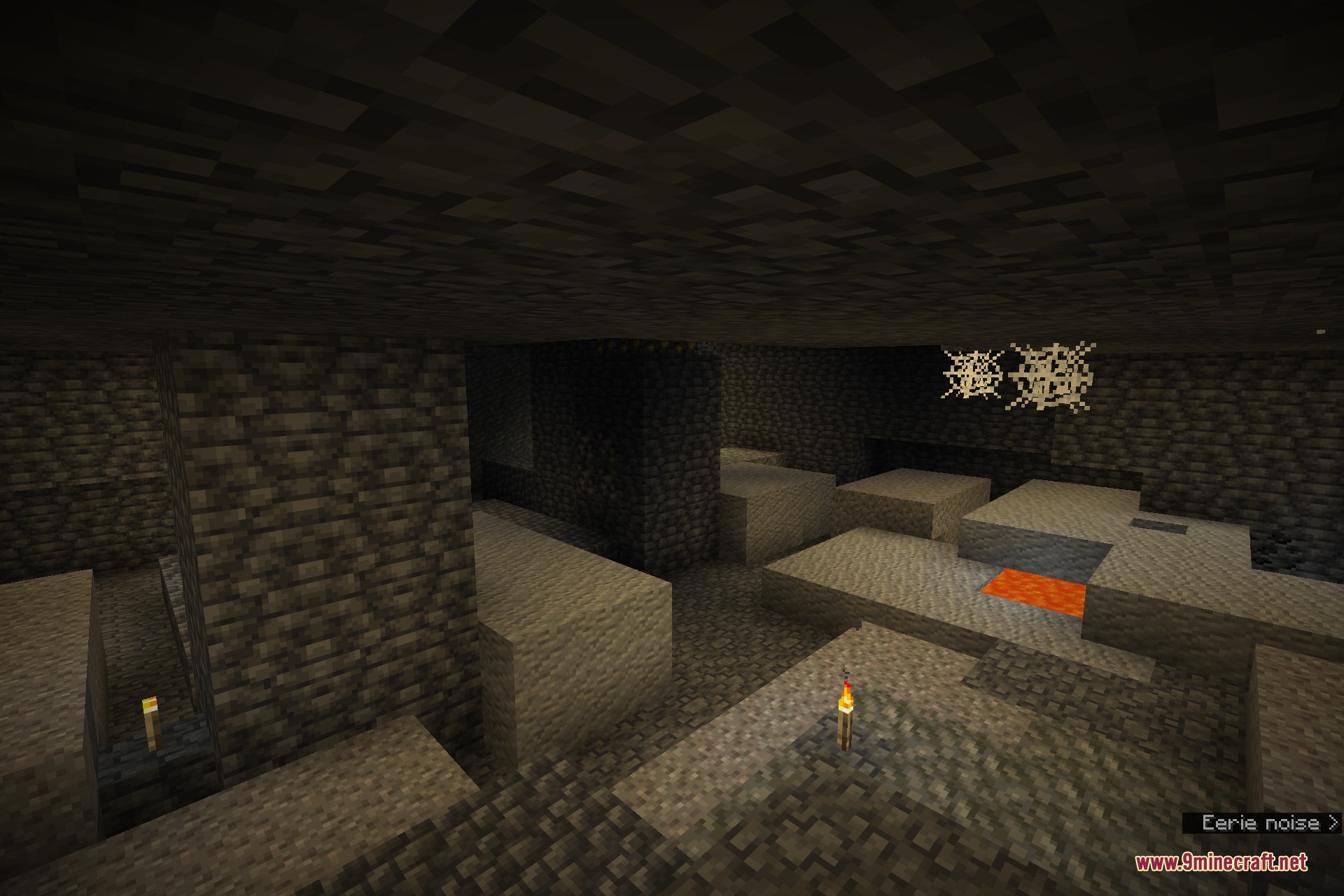 The Eerie noise subtitle appearing as a cave ambience sound plays