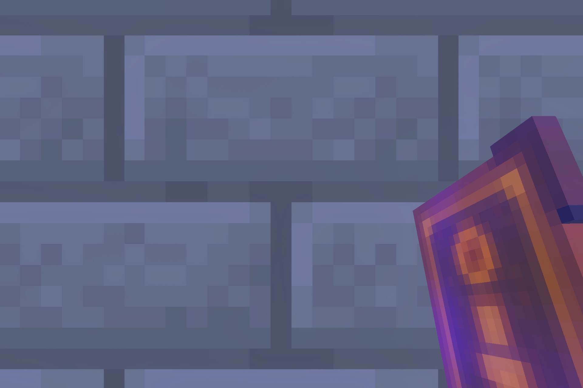 Morph Into Mobs Addon Screenshot 6 A player holding a special morph menu item in front of stone bricks