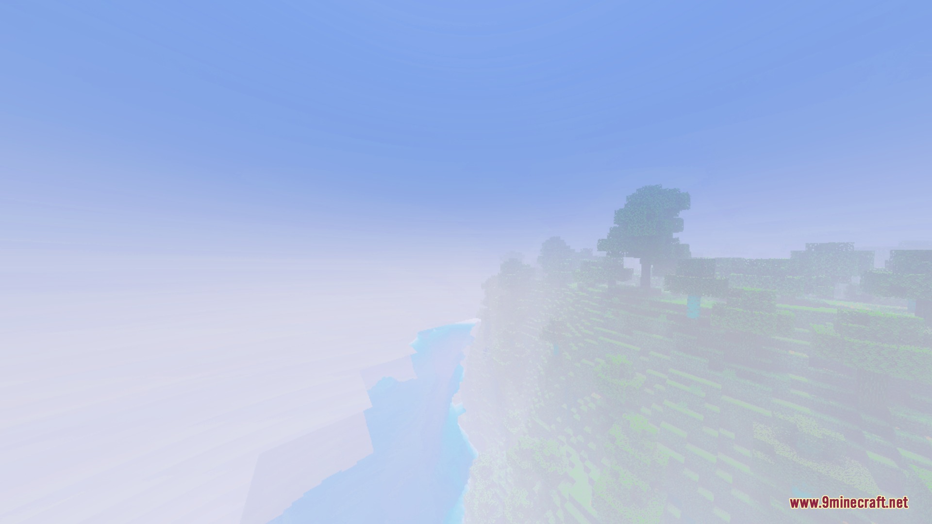 A misty river valley view showcasing enhanced fog and natural light effects