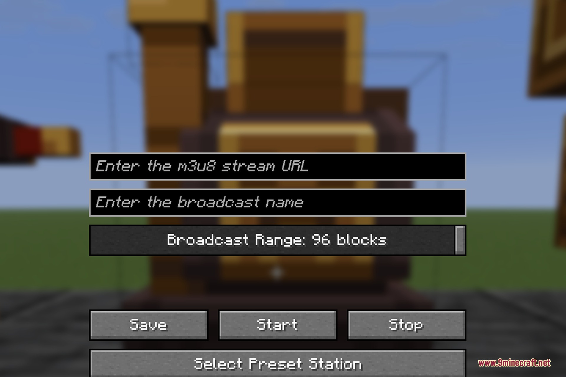 NetEase Cloud Music 9minecraft Mod Screenshot 10 Radio station interface for setting a stream URL and broadcast range in Minecraft