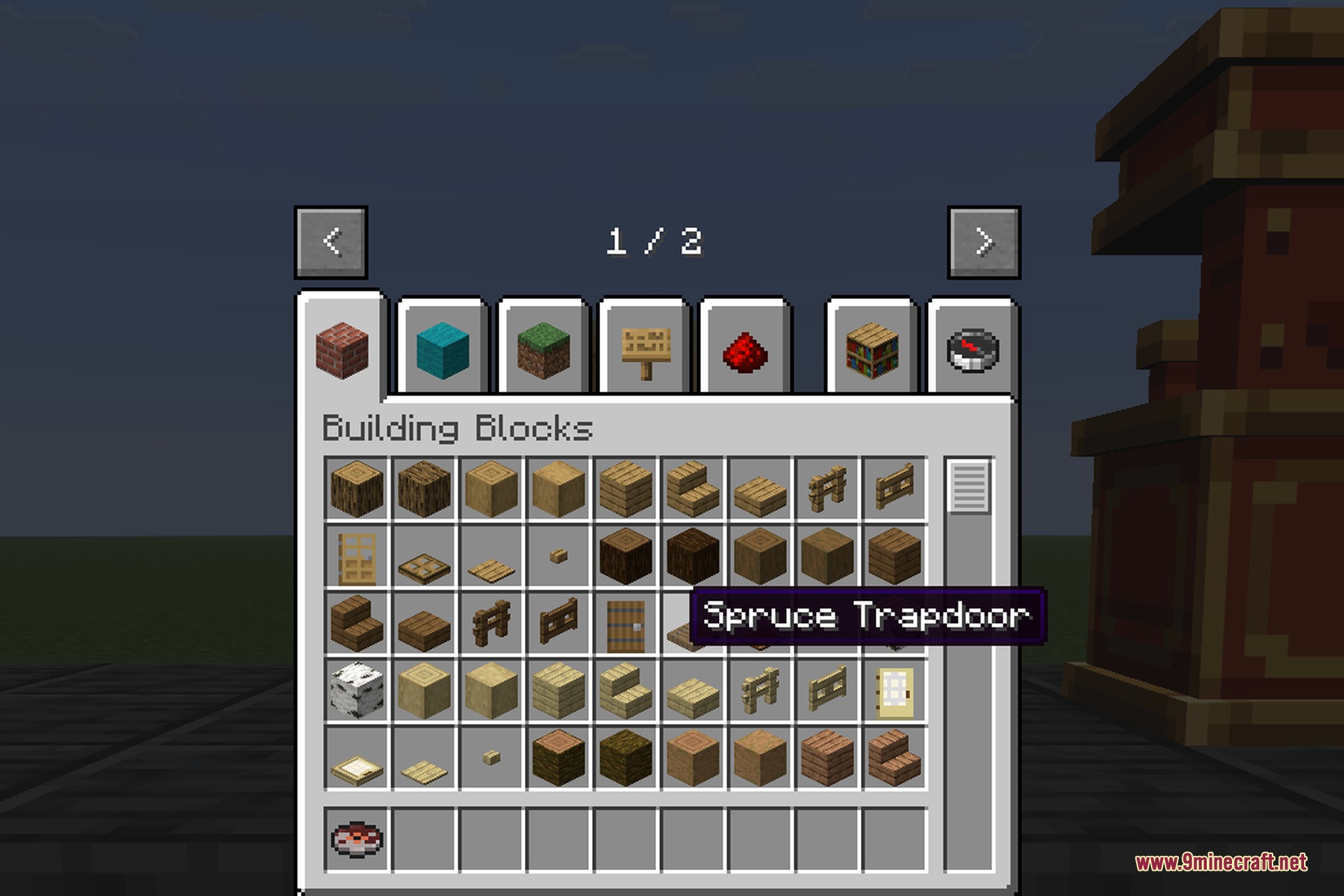 NetEase Cloud Music 9minecraft Mod Screenshot 11 Minecraft creative inventory menu showing building blocks and a custom music disc item