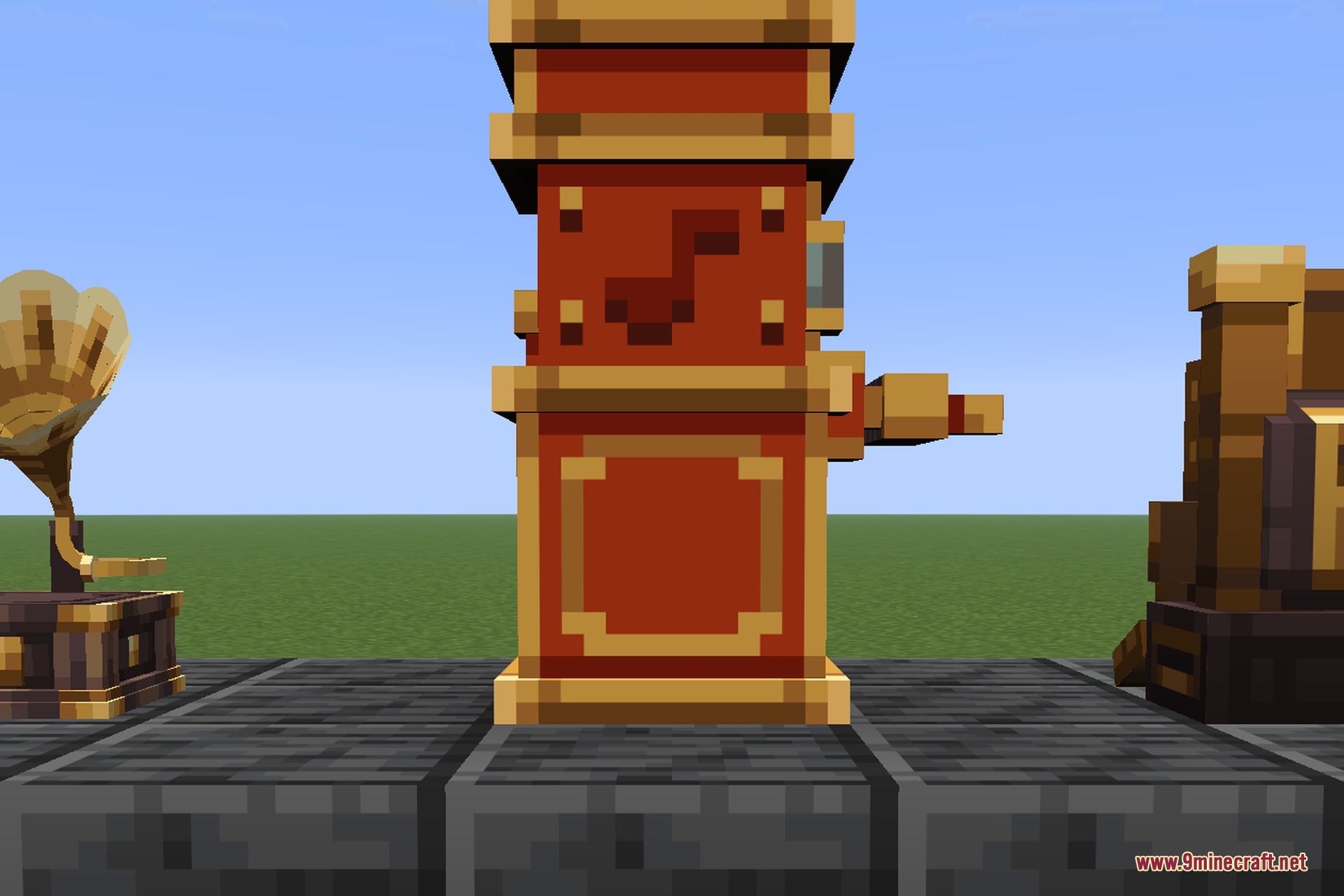 NetEase Cloud Music 9minecraft Mod Screenshot 5 Red and gold music disc burner block with a musical note icon