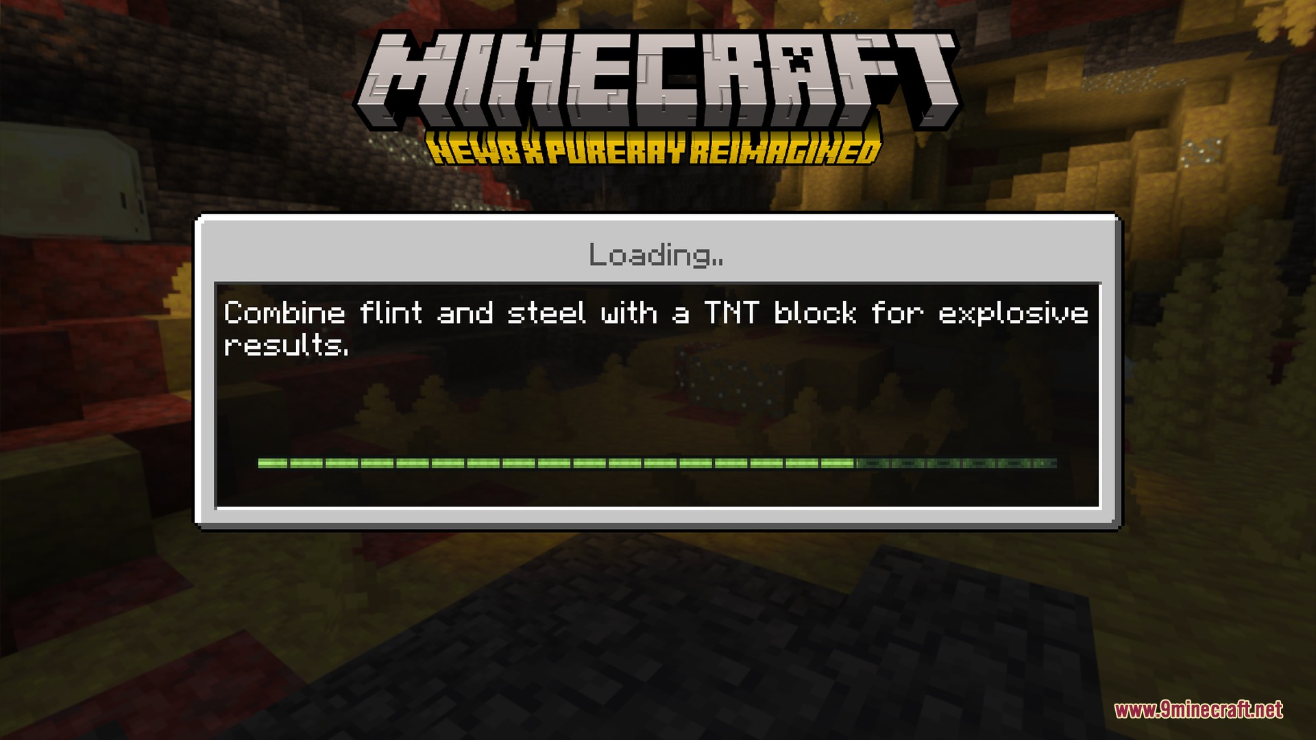 Newb X Pureray Shader loading screen showing the pack's own logo
