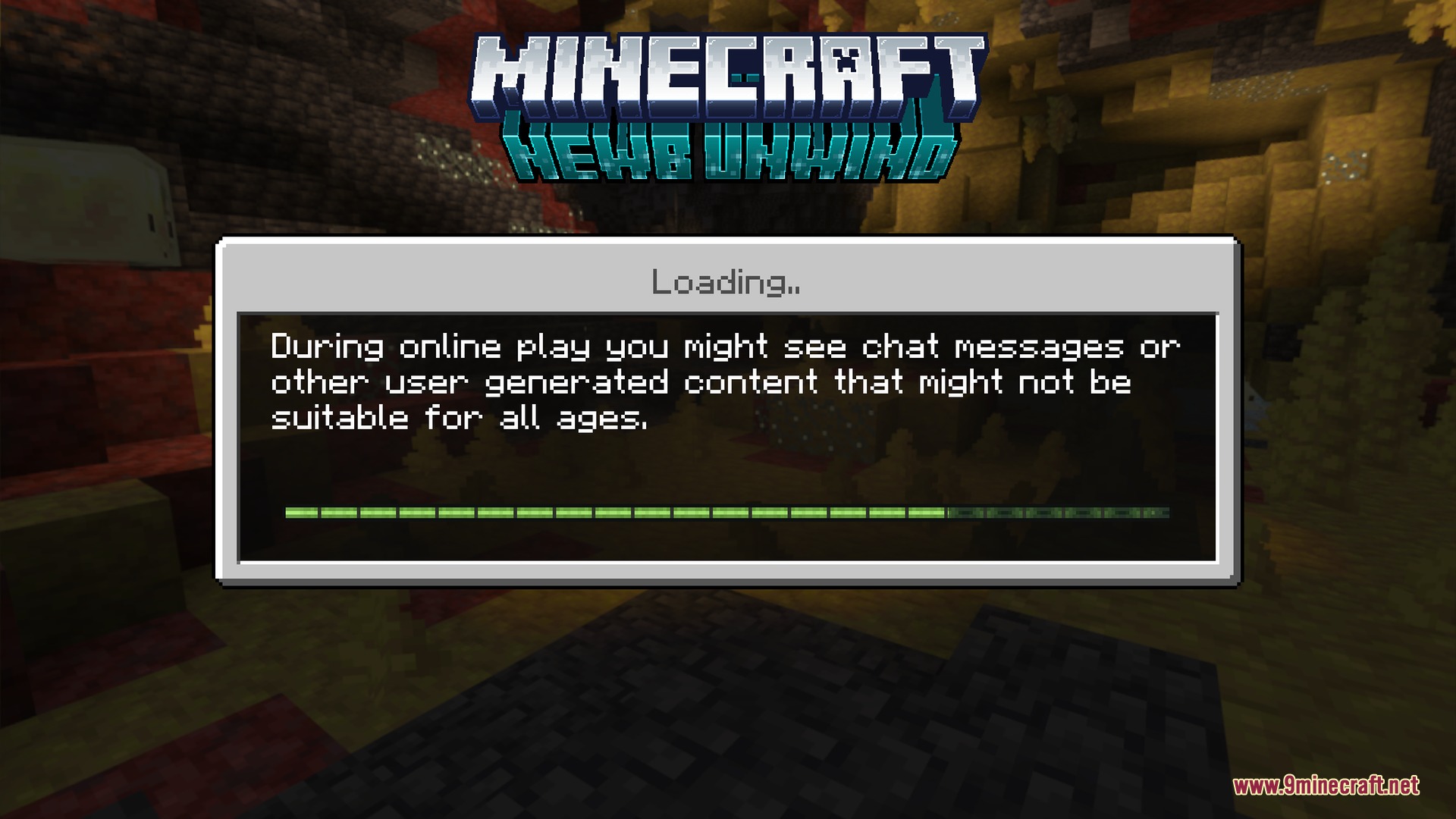 Newb X Unwind Shader loading screen showing the pack's own logo
